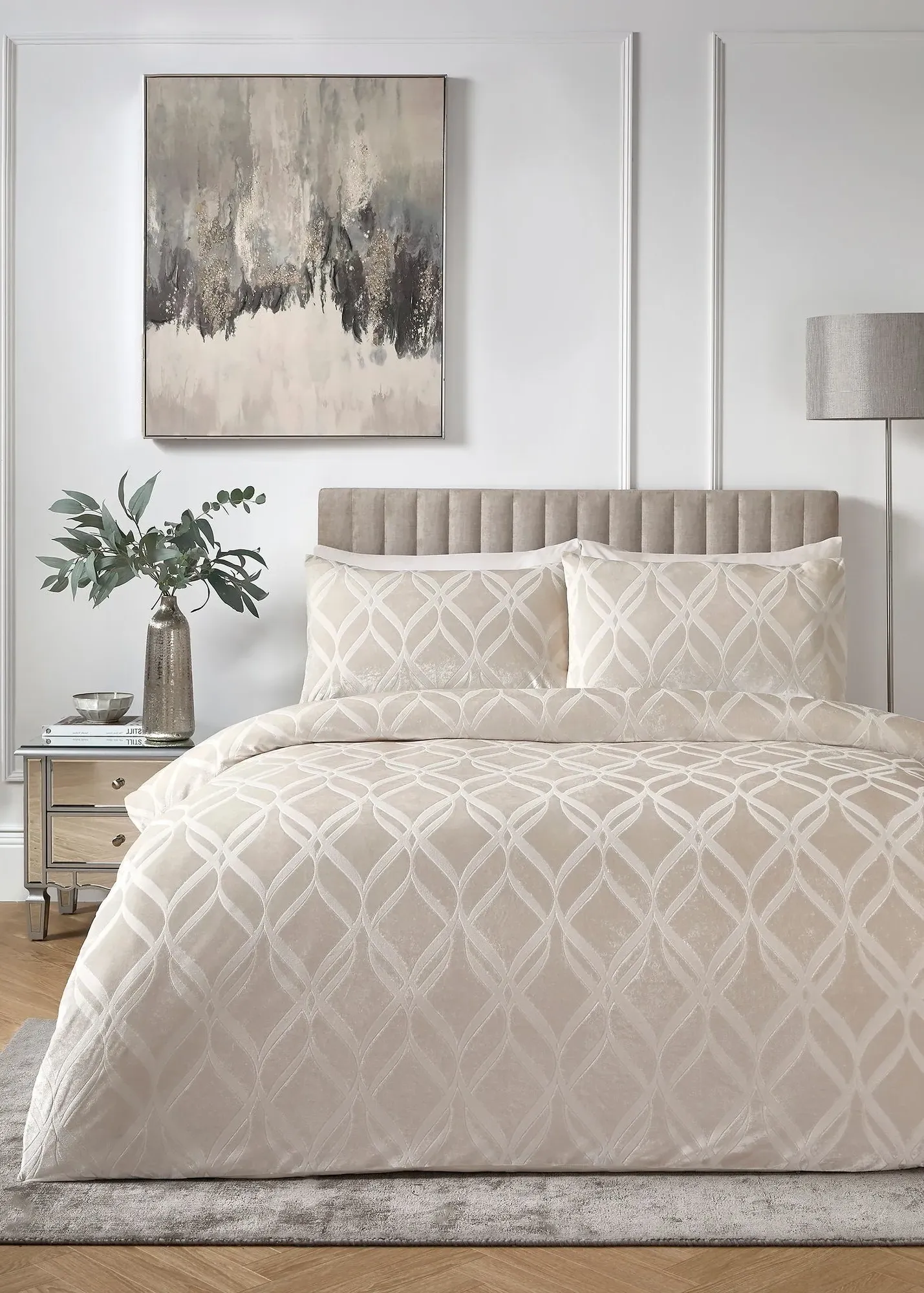 Belfort Velvet Double Duvet Cover Set - Beige product