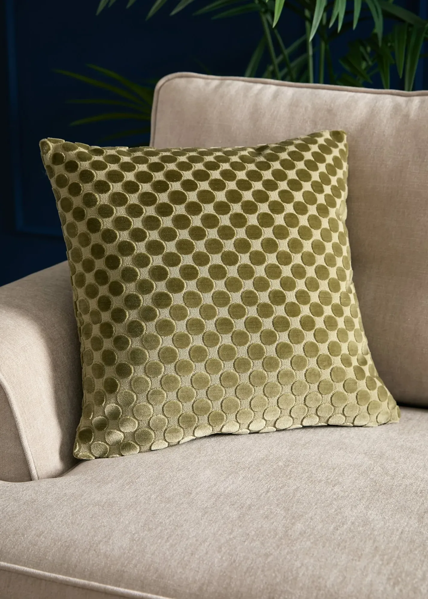 Velvet Spot Filled Cushion - Green, Jacquard Velvet product