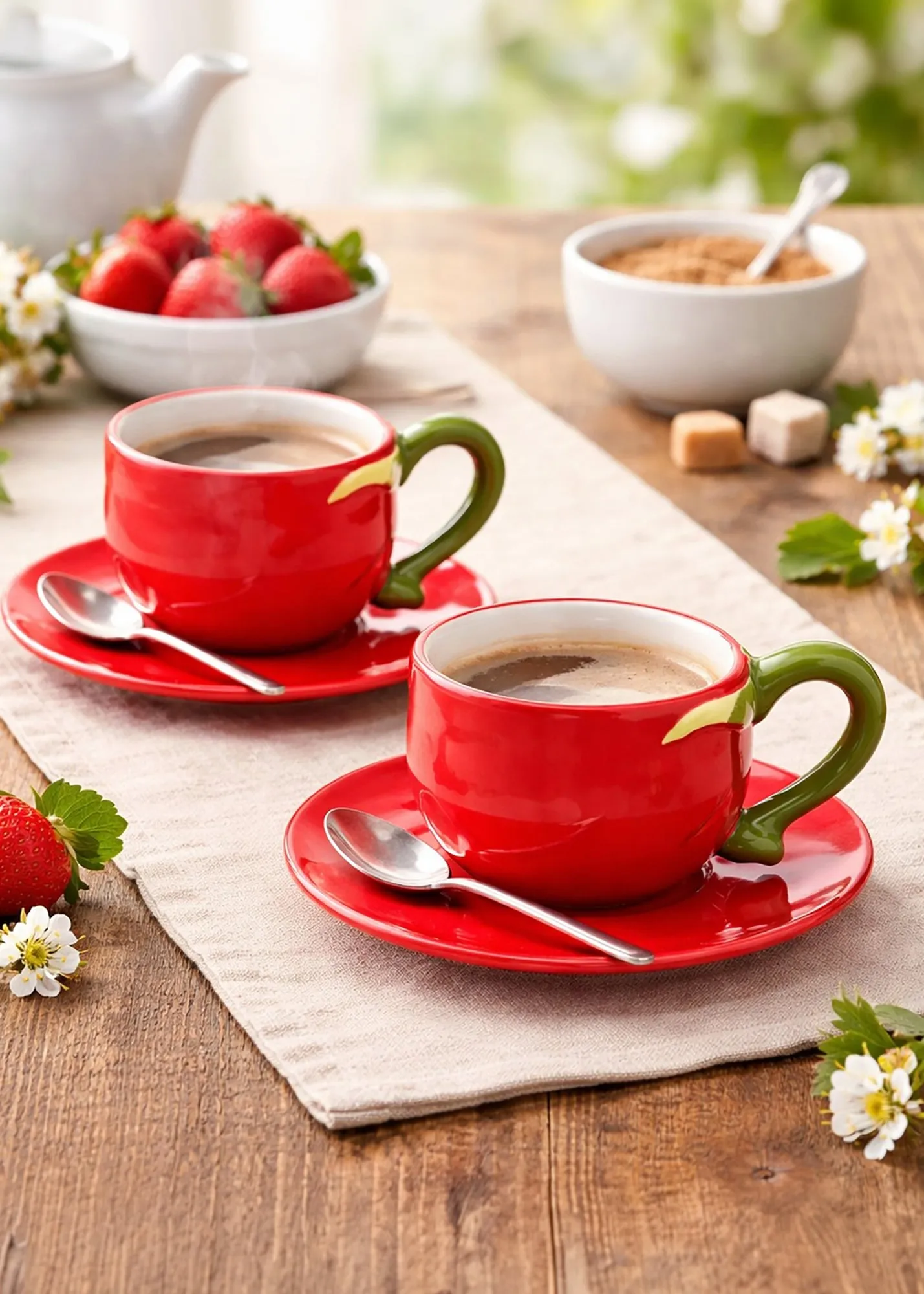 Set of 2 Cup & Saucer Tomato - Red, Ceramic product