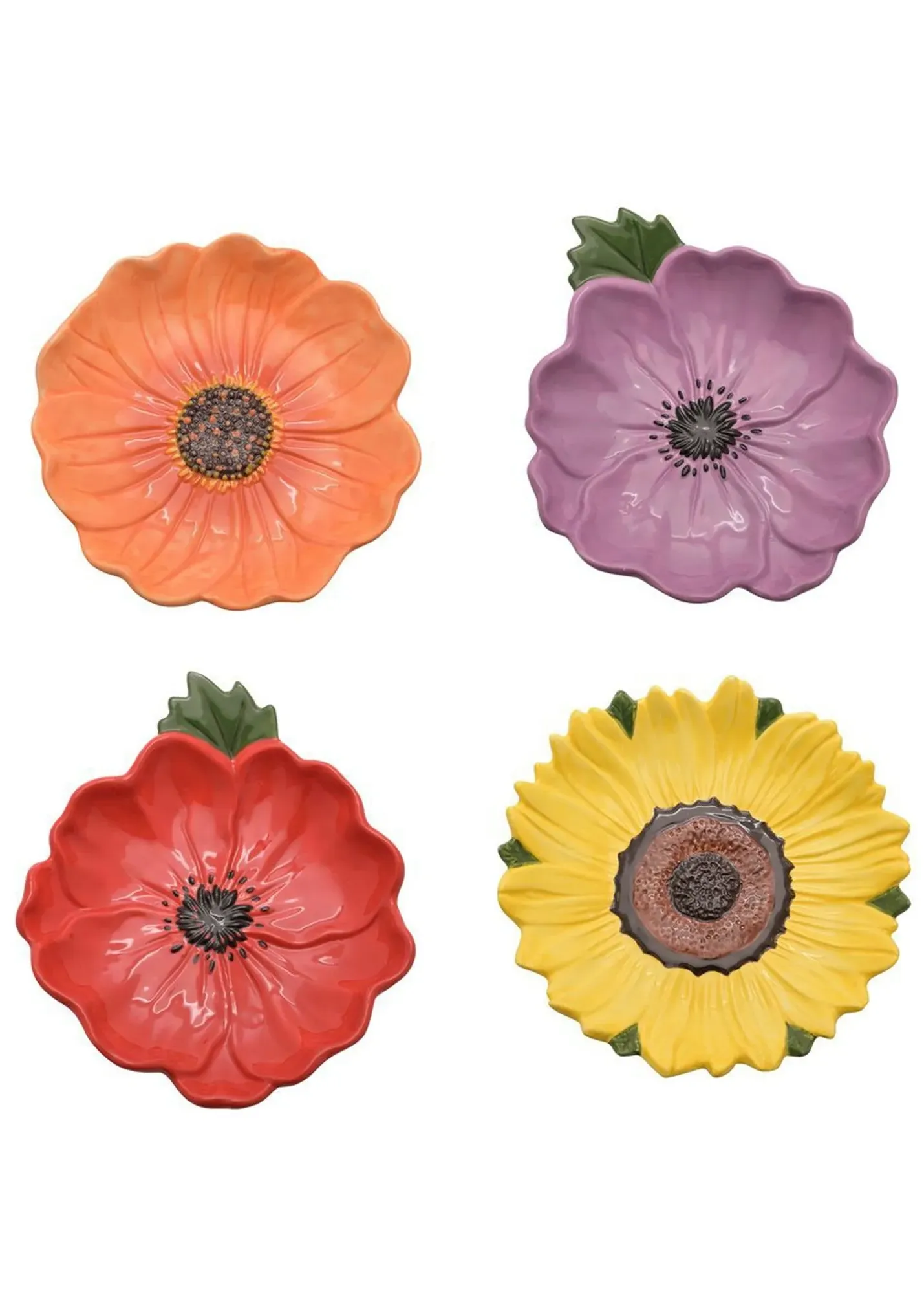 Set of 4 Multi Flower Plates - Multi product