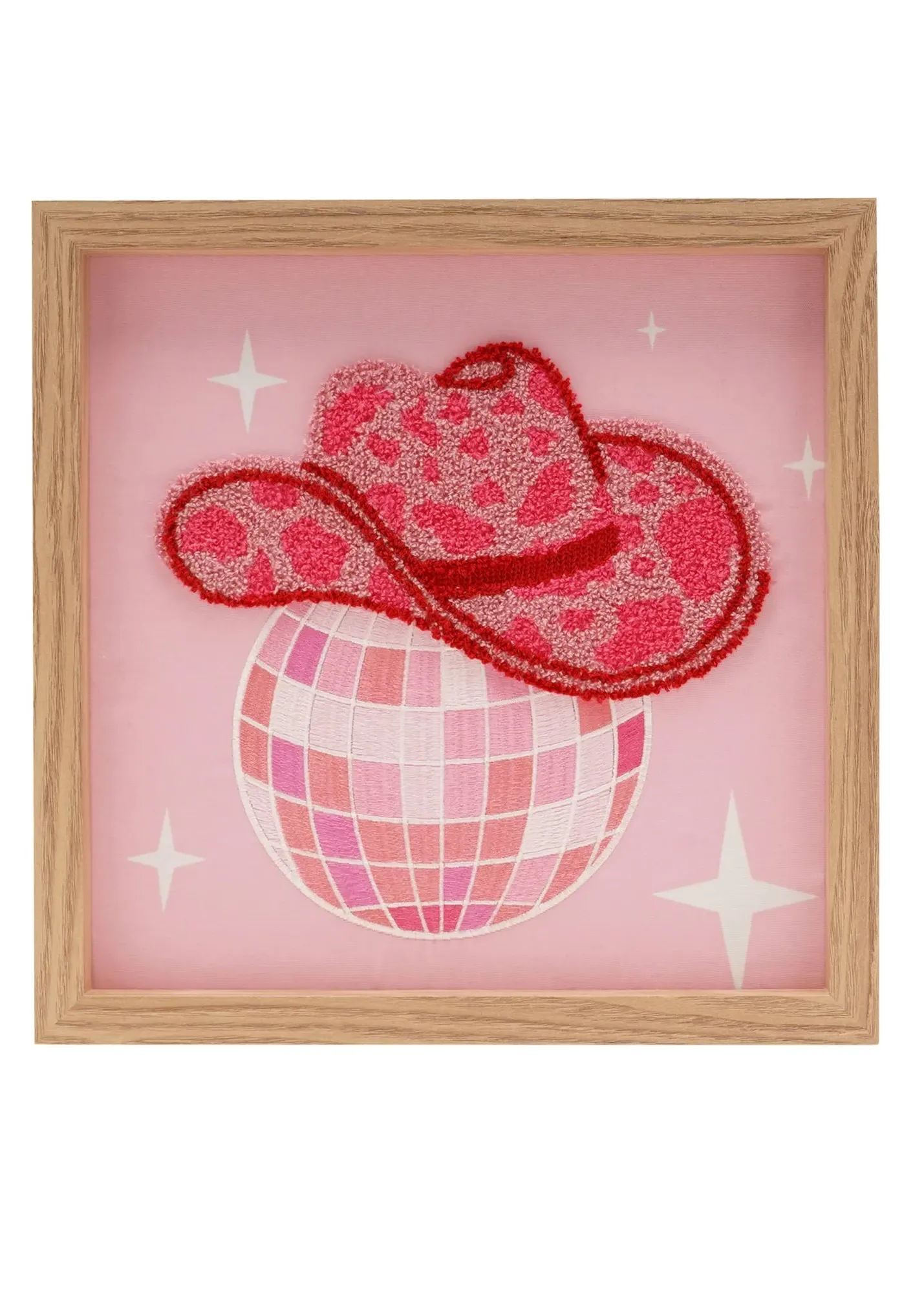 Cowgirl Tufted Boot & Disco Print Wall Art Set of 2 - Pink product