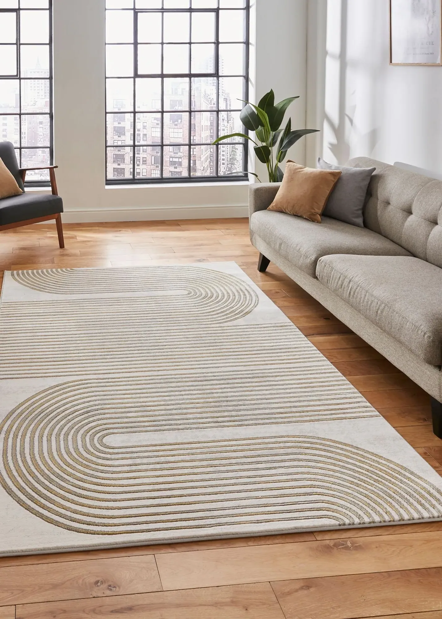 Apollo Linear Rectangle Rug - Gold, Polypropylene Polyester product