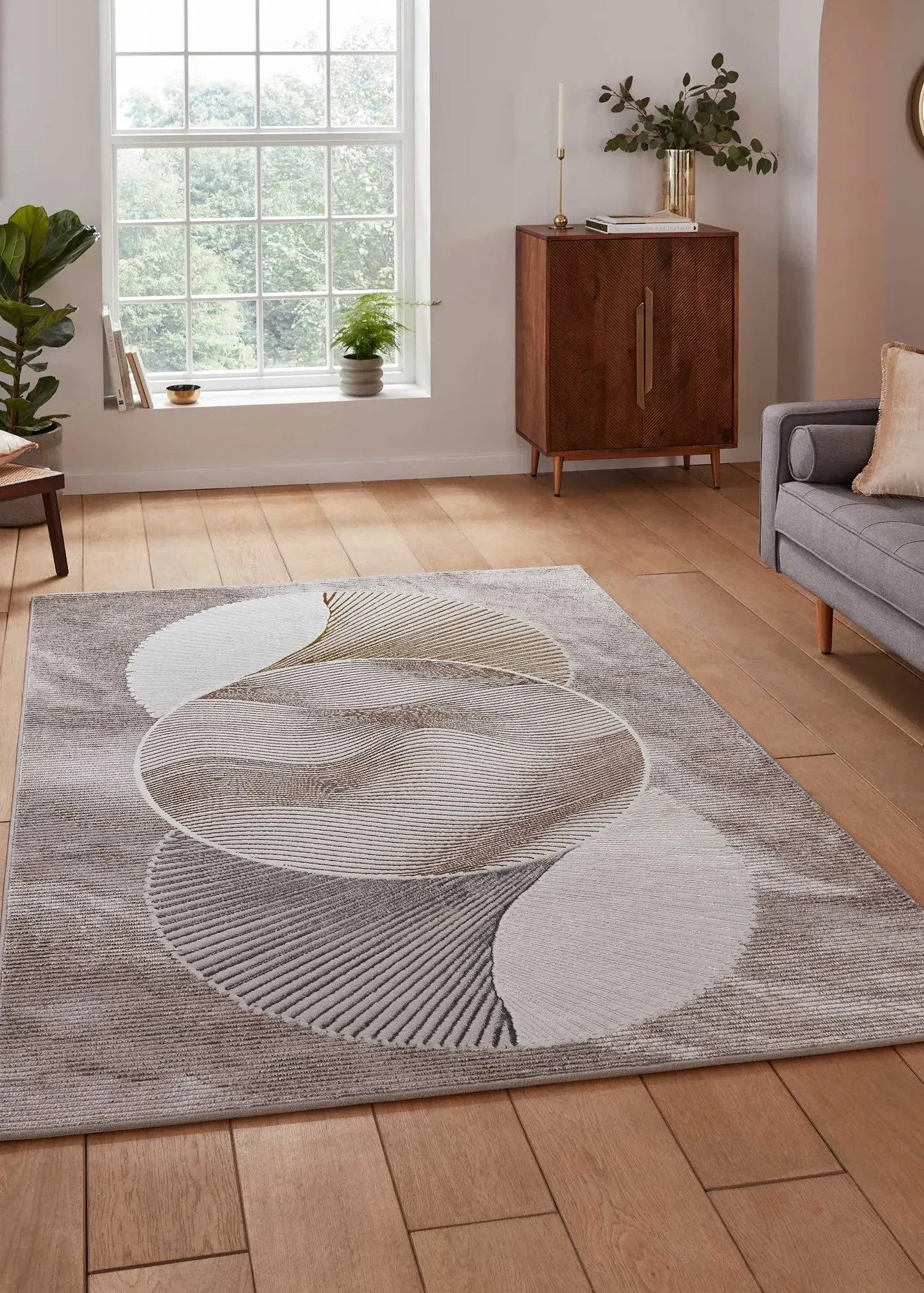 Creation Geometric Rug with Metallic Effect Yarn - Brown, Polyester product