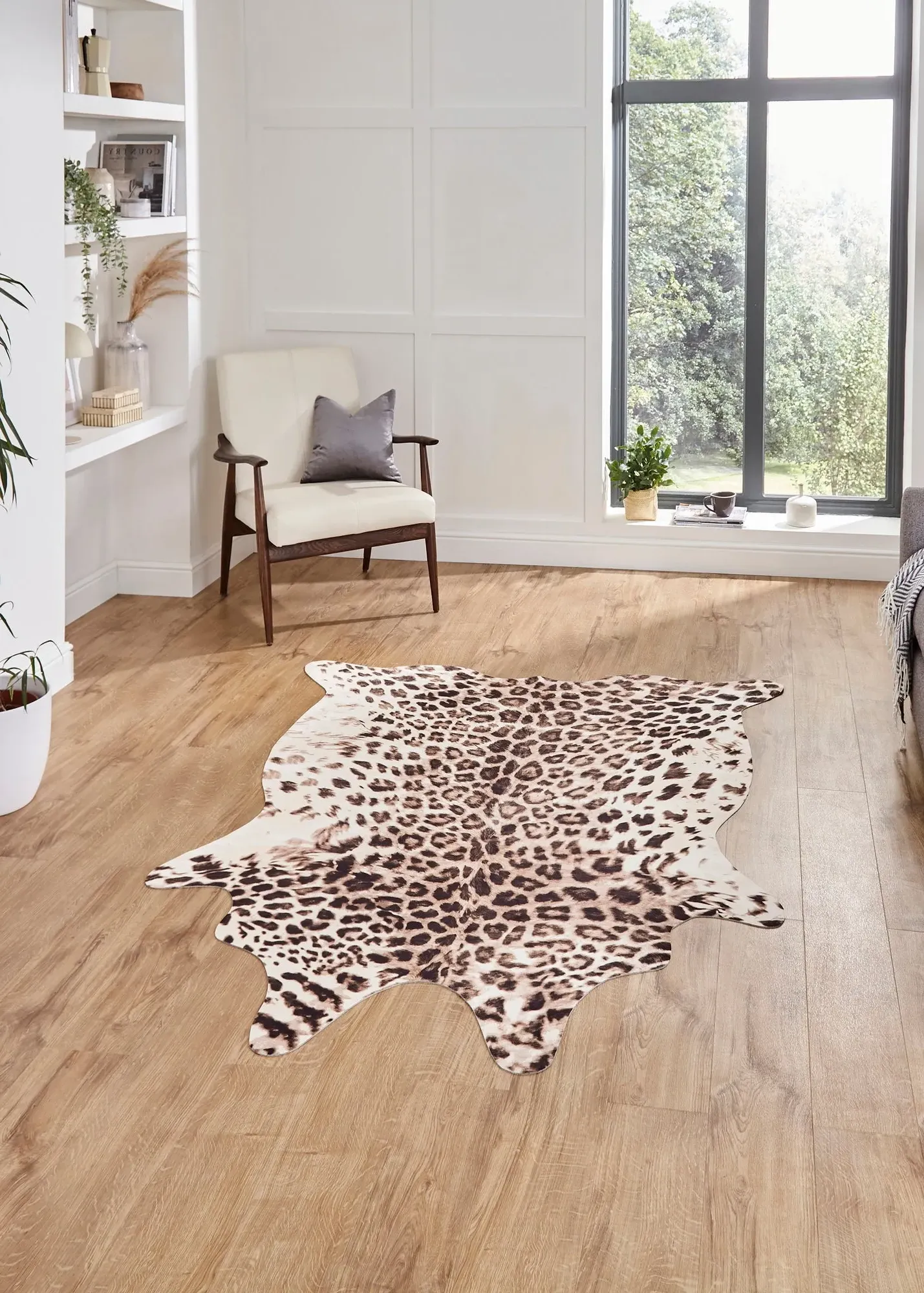 Faux Animal Print Rug - Beige, Polyester product