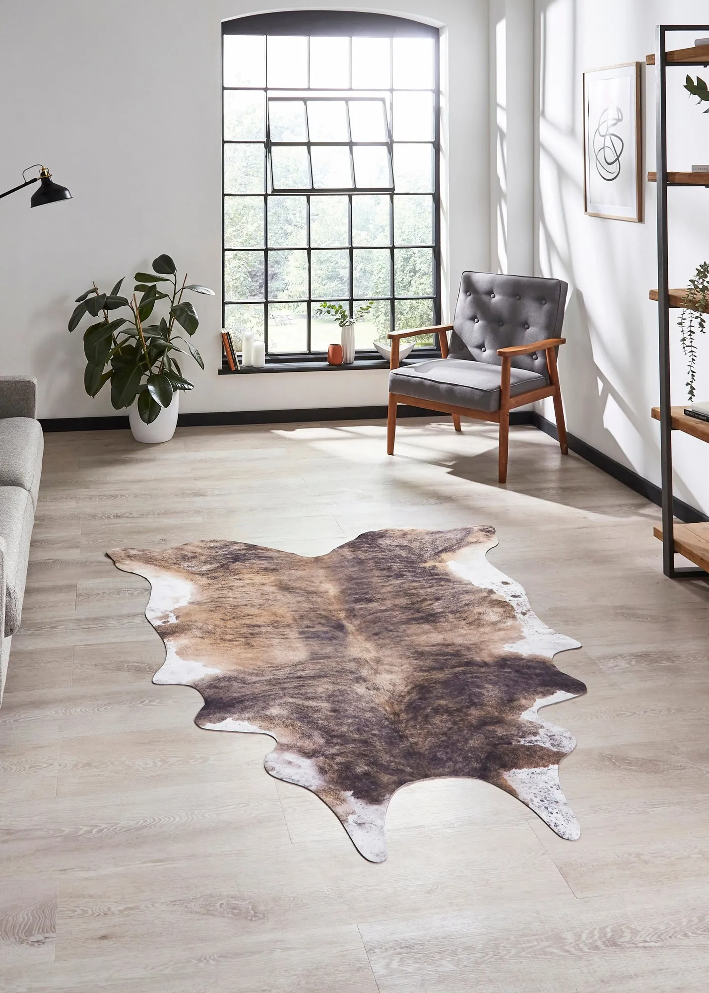 Faux Cow Print Animal Print Rug - Brown, Polyester product