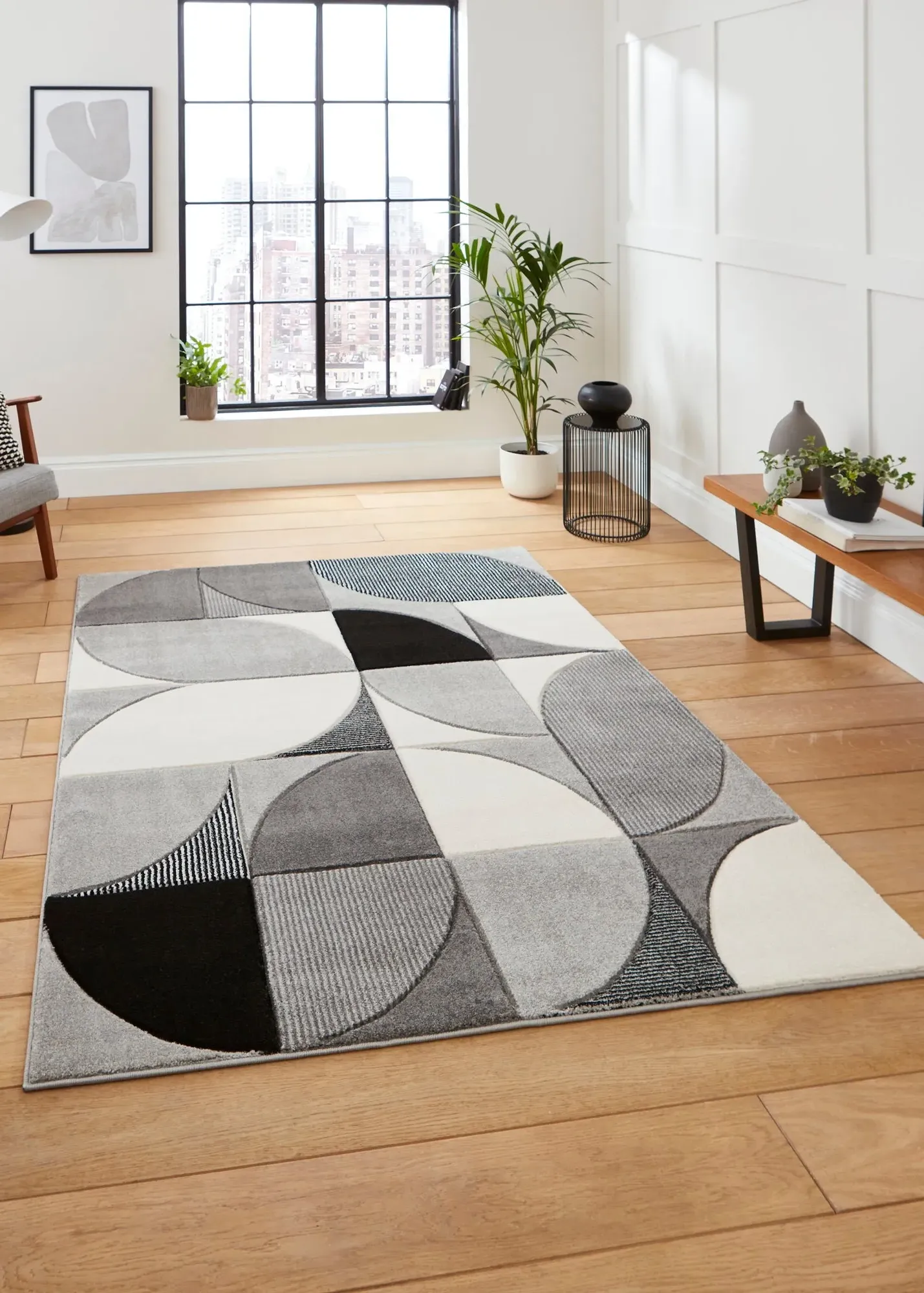 Matrix Geometric Rug - Grey, Polypropylene product