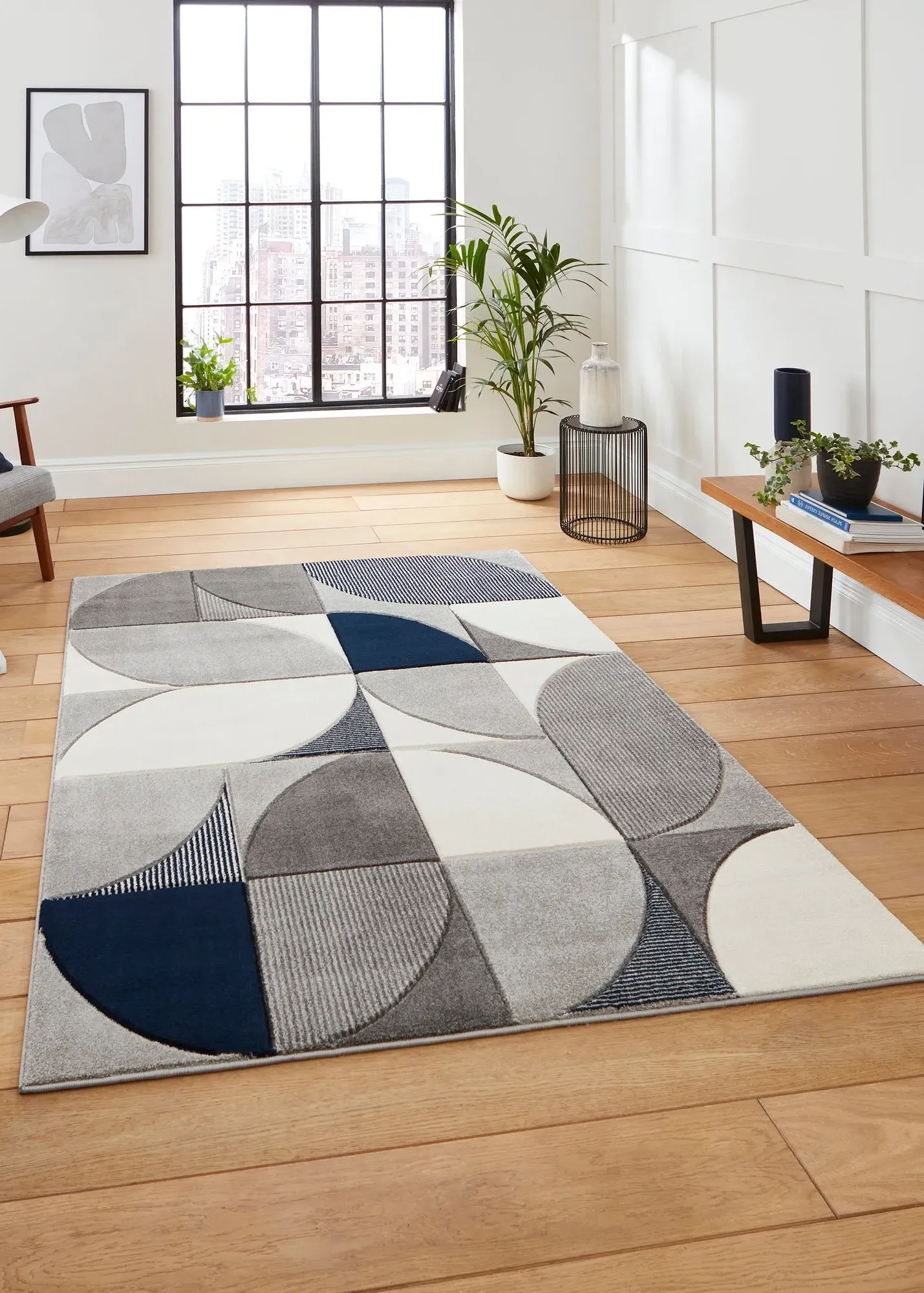 Matrix Geometric Rug - Navy, Polypropylene product