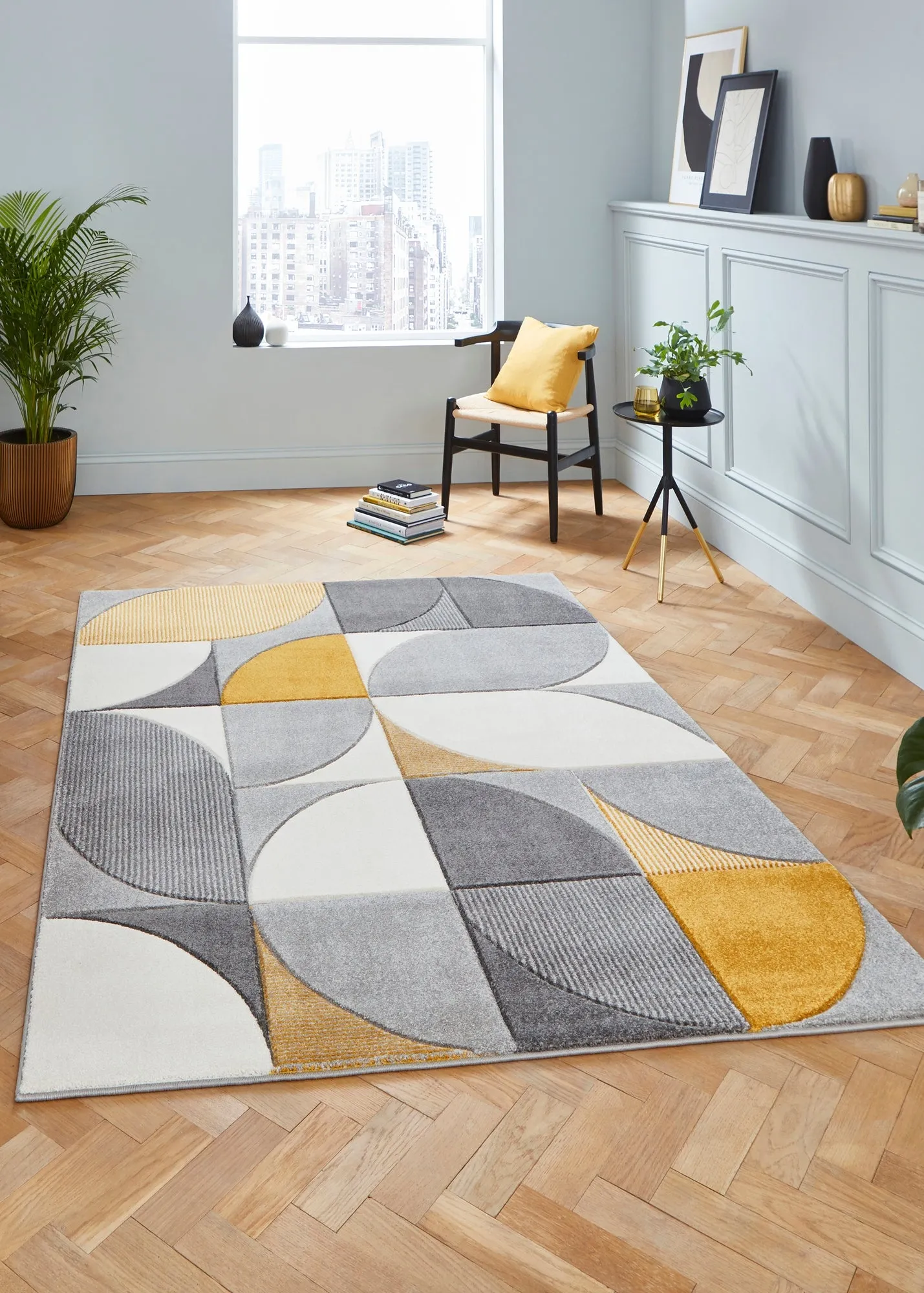 Matrix Geometric Rug - Yellow, Polypropylene product