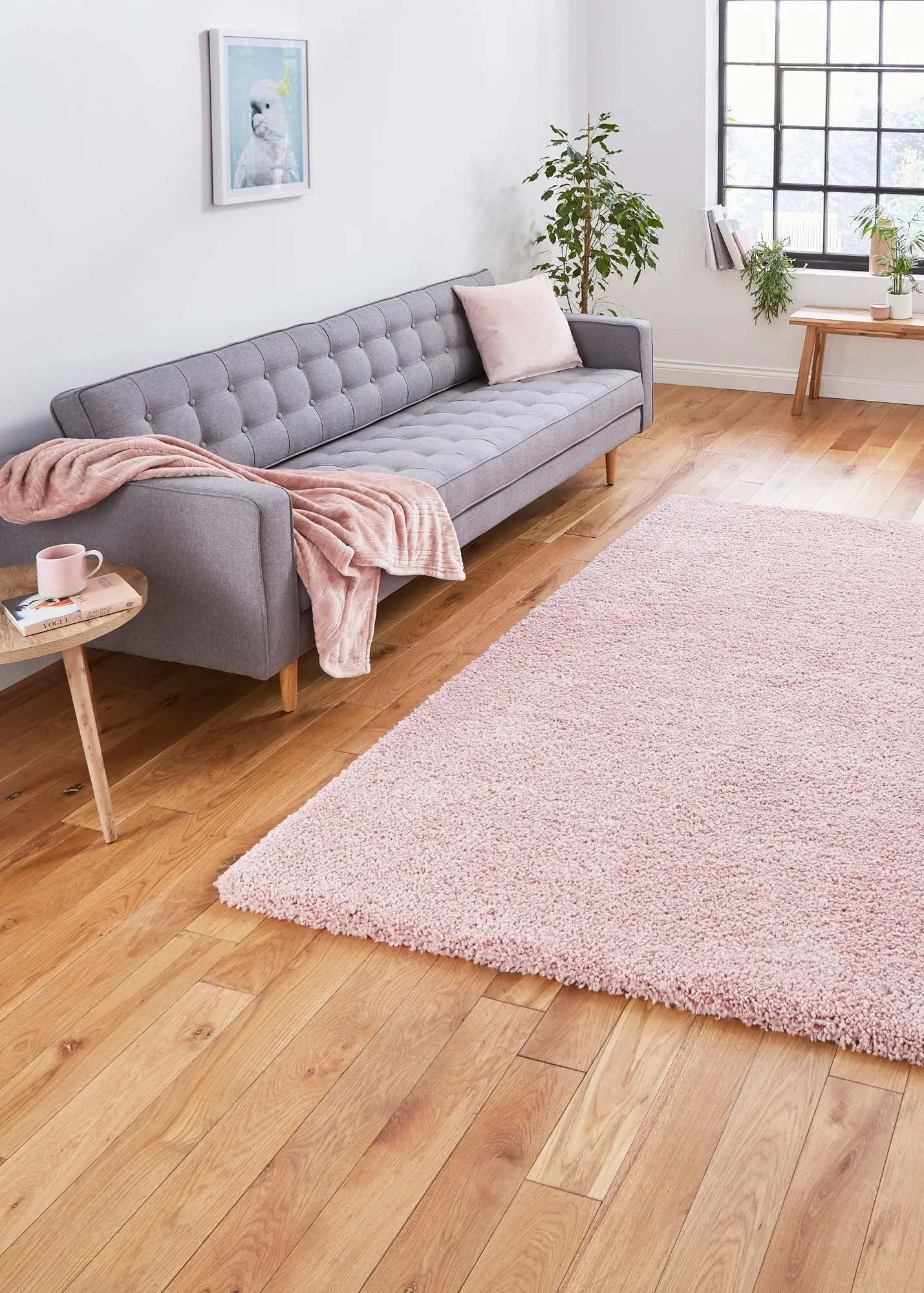 Sierra Plain Shaggy Rectangle Rug - Pink, Polypropylene product