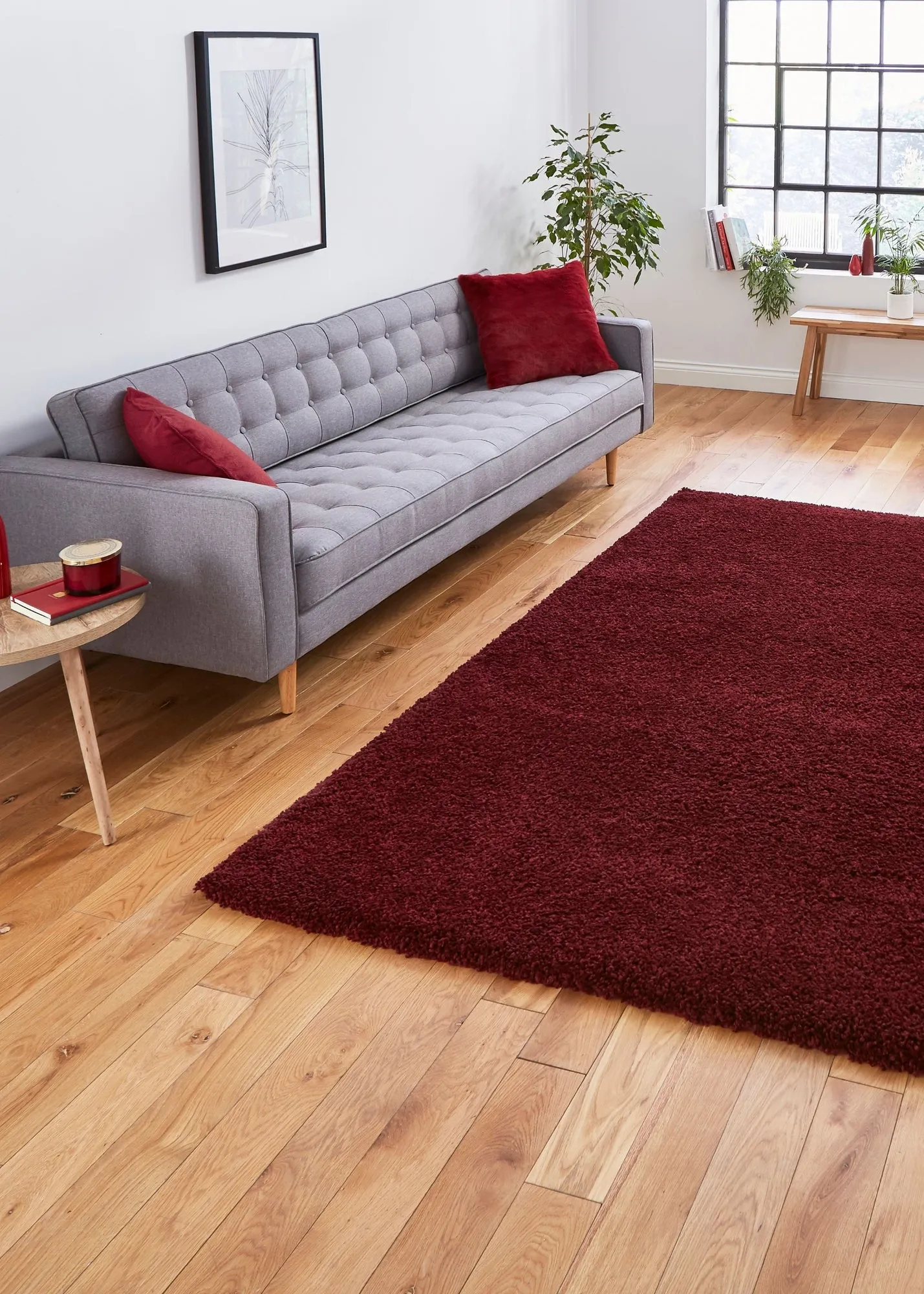 Sierra Rectangle Shaggy Rug - Red, Polypropylene product