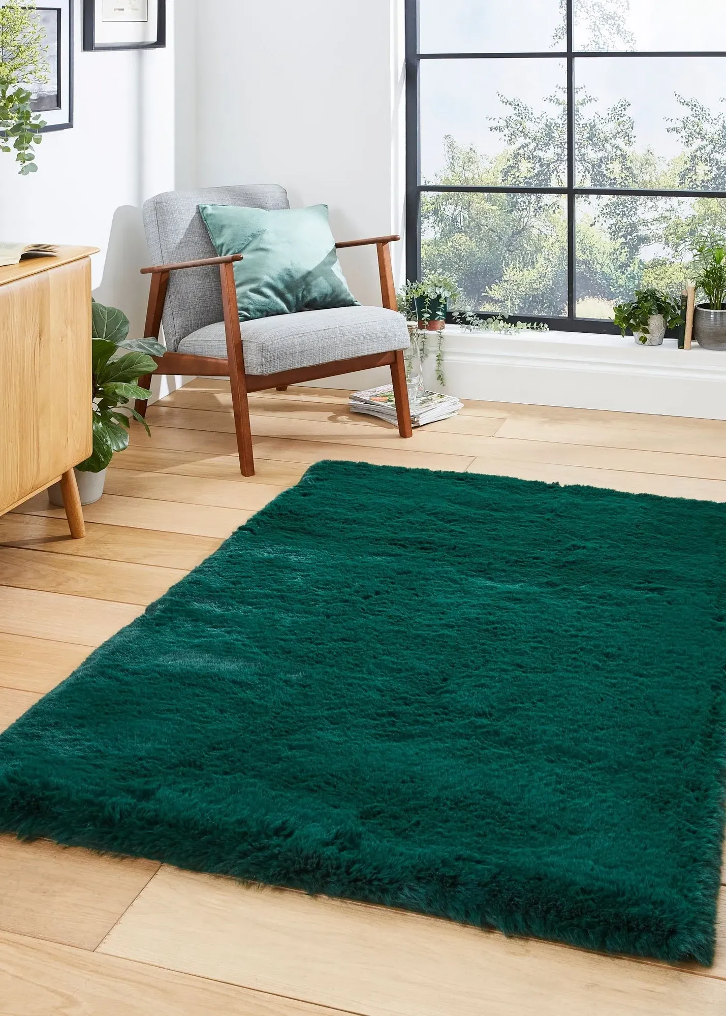 Super Teddy Jewel Plain Shaggy Rectangle Rug - Green product