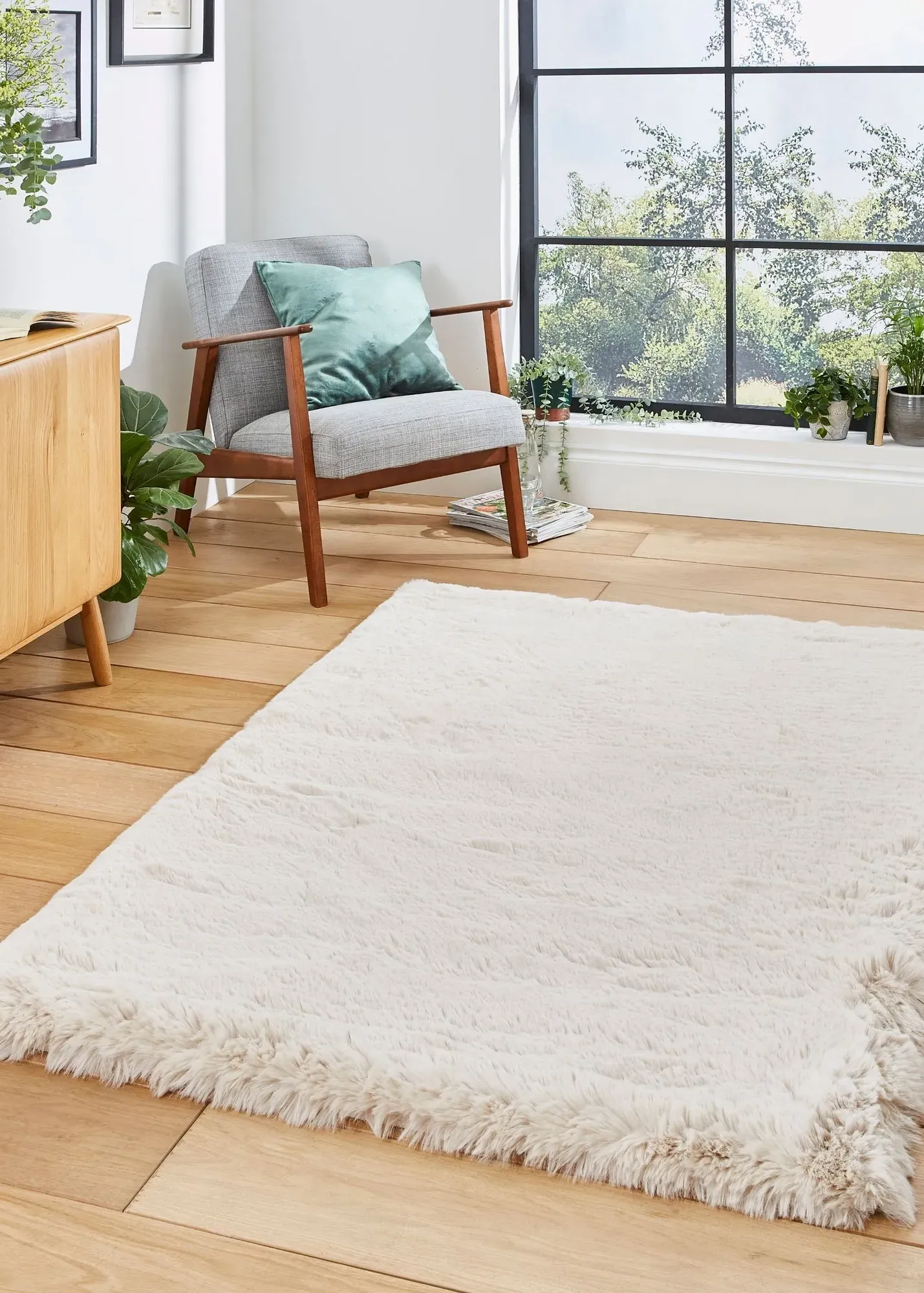 Super Teddy Rectangle Shaggy Rug - Beige, Polyester product