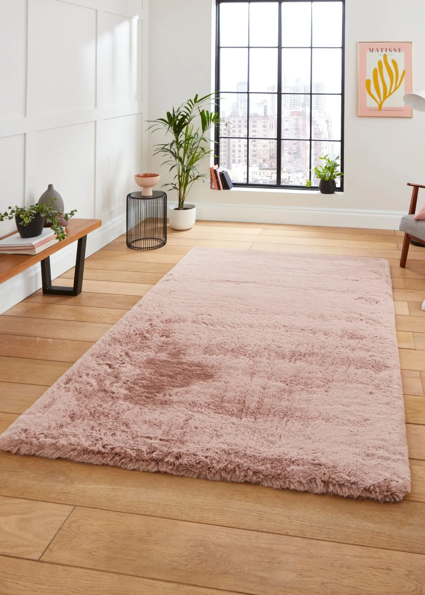 Super Teddy Shaggy Rectangle Rug - Pink, Polyester product