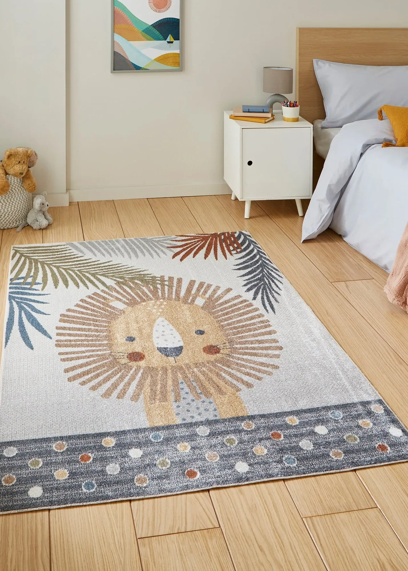 Vida Kids Lion Washable Rug - Multi, Recycled Polypropylene product