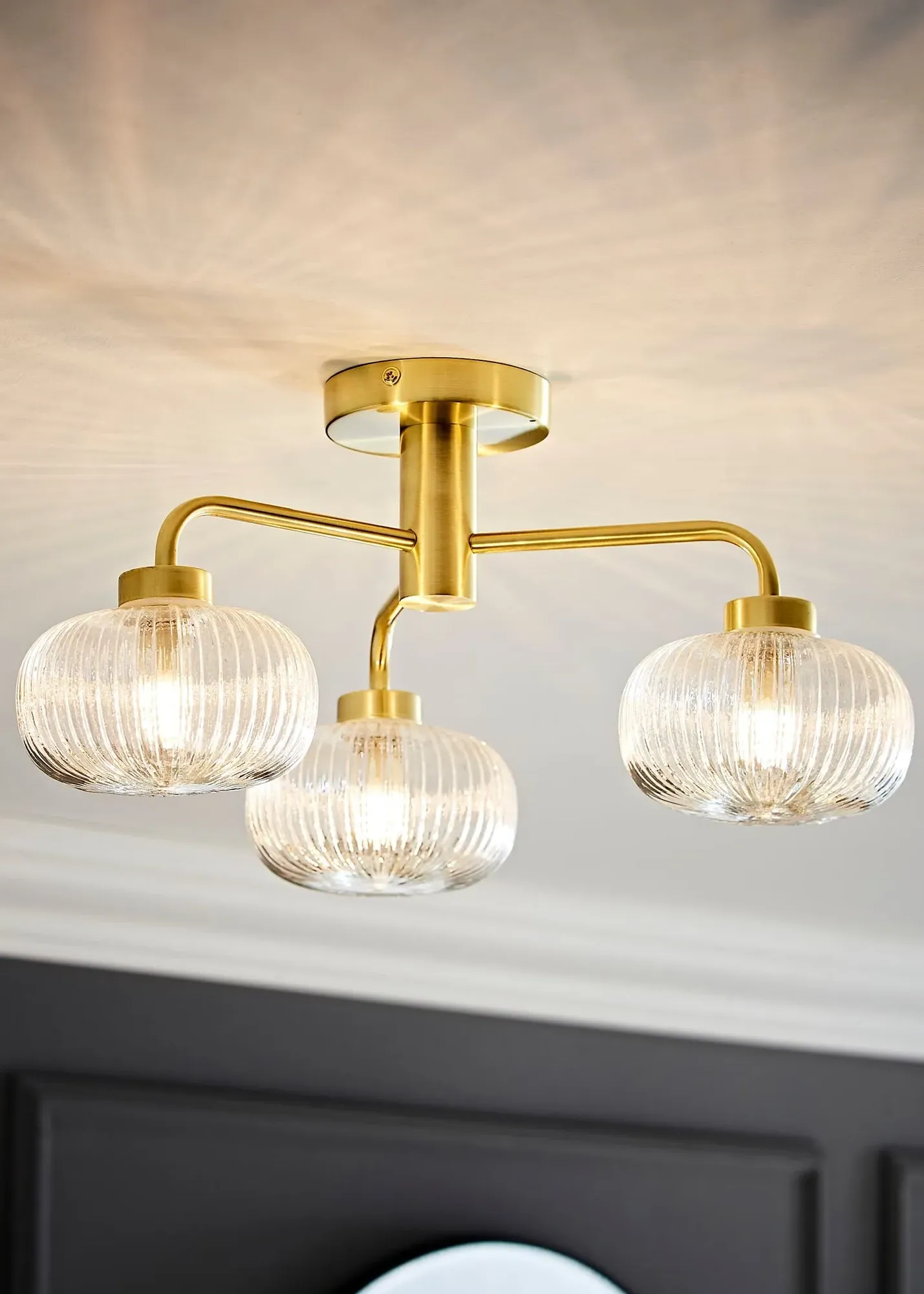 Amaia Brushed Semi-Flush Light with Globe Shade - Gold product