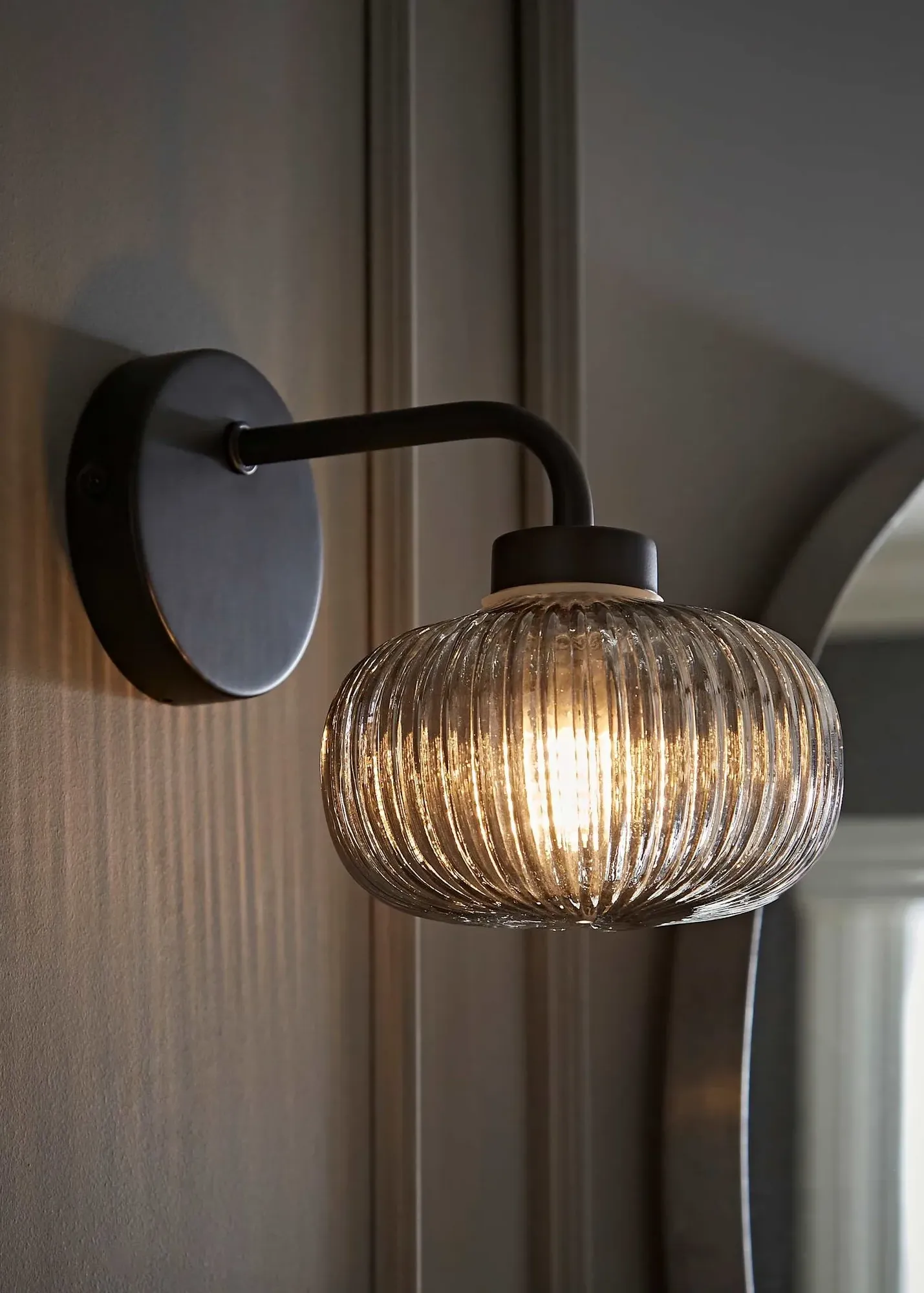 Amaia Matte Wall Light with Globe Shade - Black, Metal product