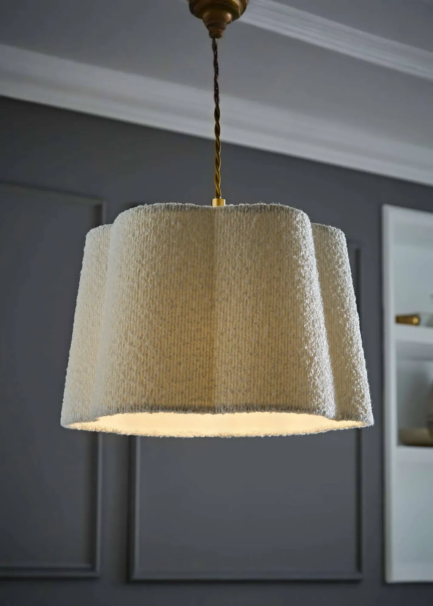 Amy Medium Tapered Ceiling Pendant Shade - Cream, Boucle product