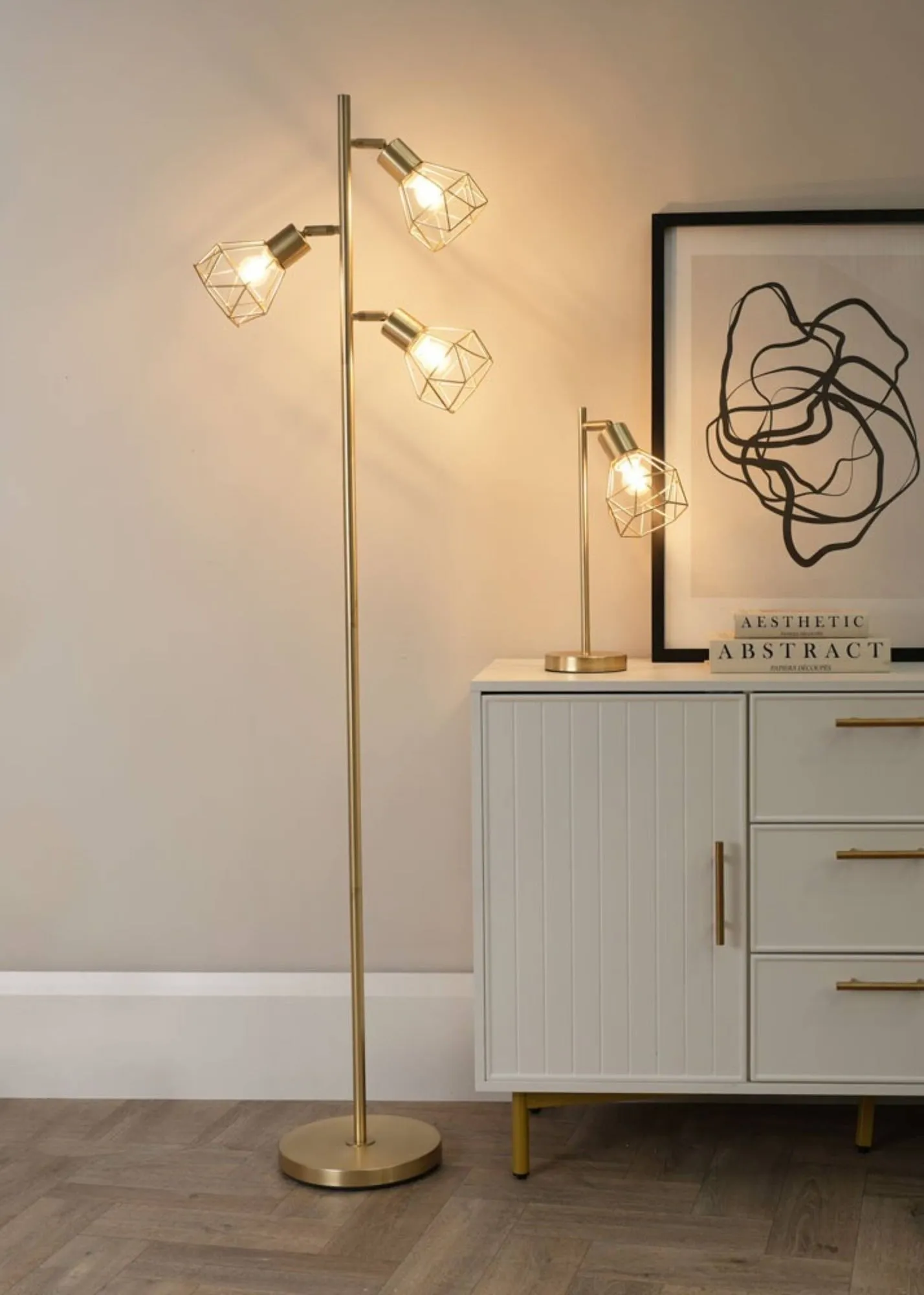 Angus Floor Lamp with Shade - Gold, Metal product