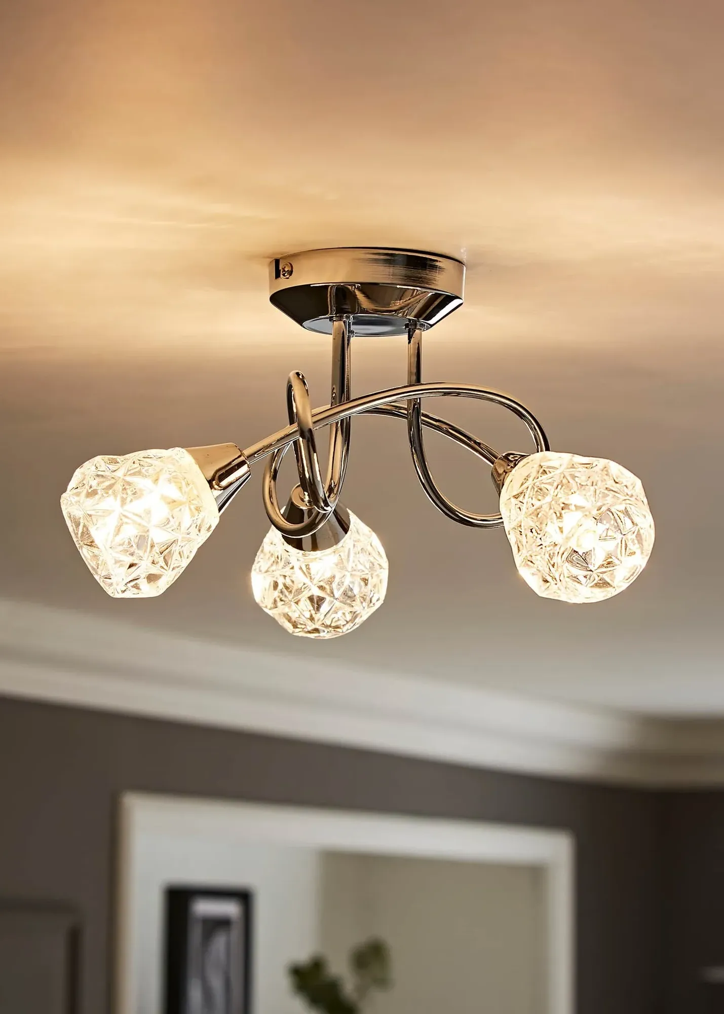 Astley 3-Way Crossover Ceiling Light - Silver, Chrome product