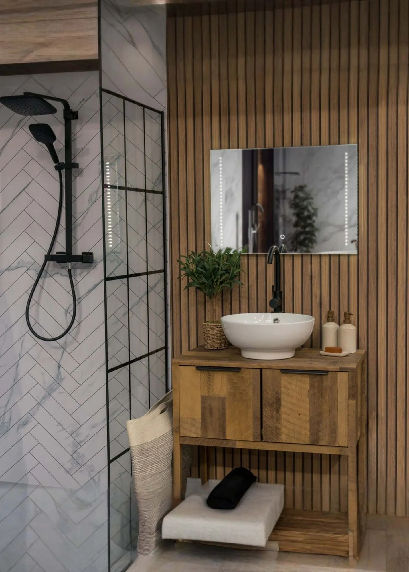 Bathroom Mirror with Touch Control LED Strip Light & Demister - Silver product
