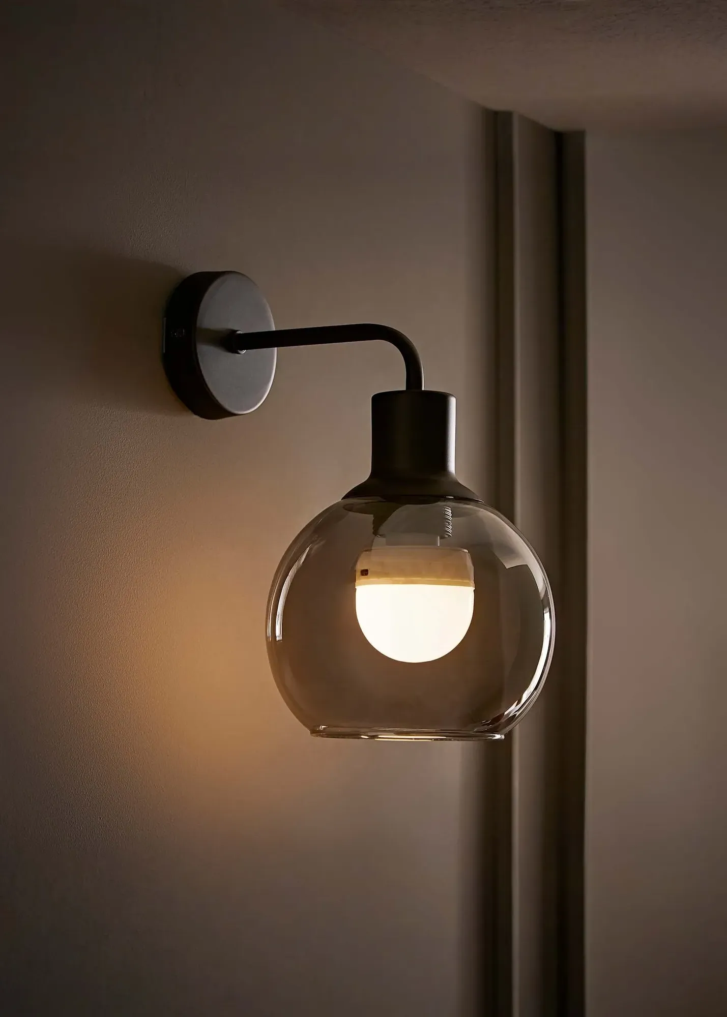Bellamy Glass Globe Rechargeable Wall Light - Black product