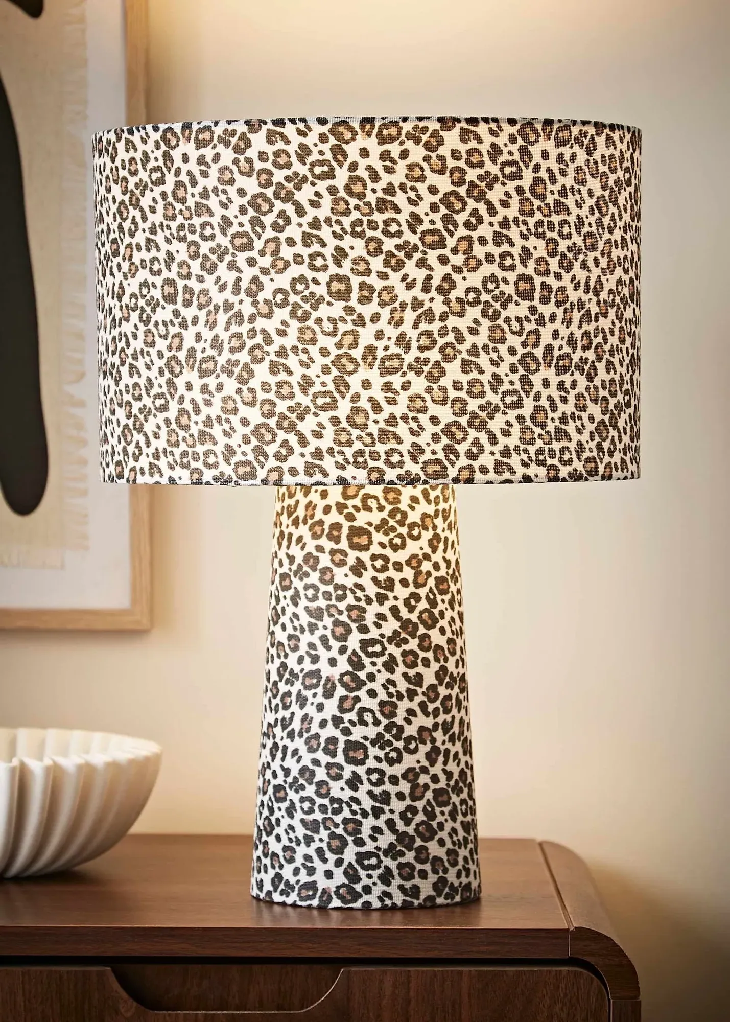 Bertie Print Fabric Table Lamp - Tan, Tetron Cotton product