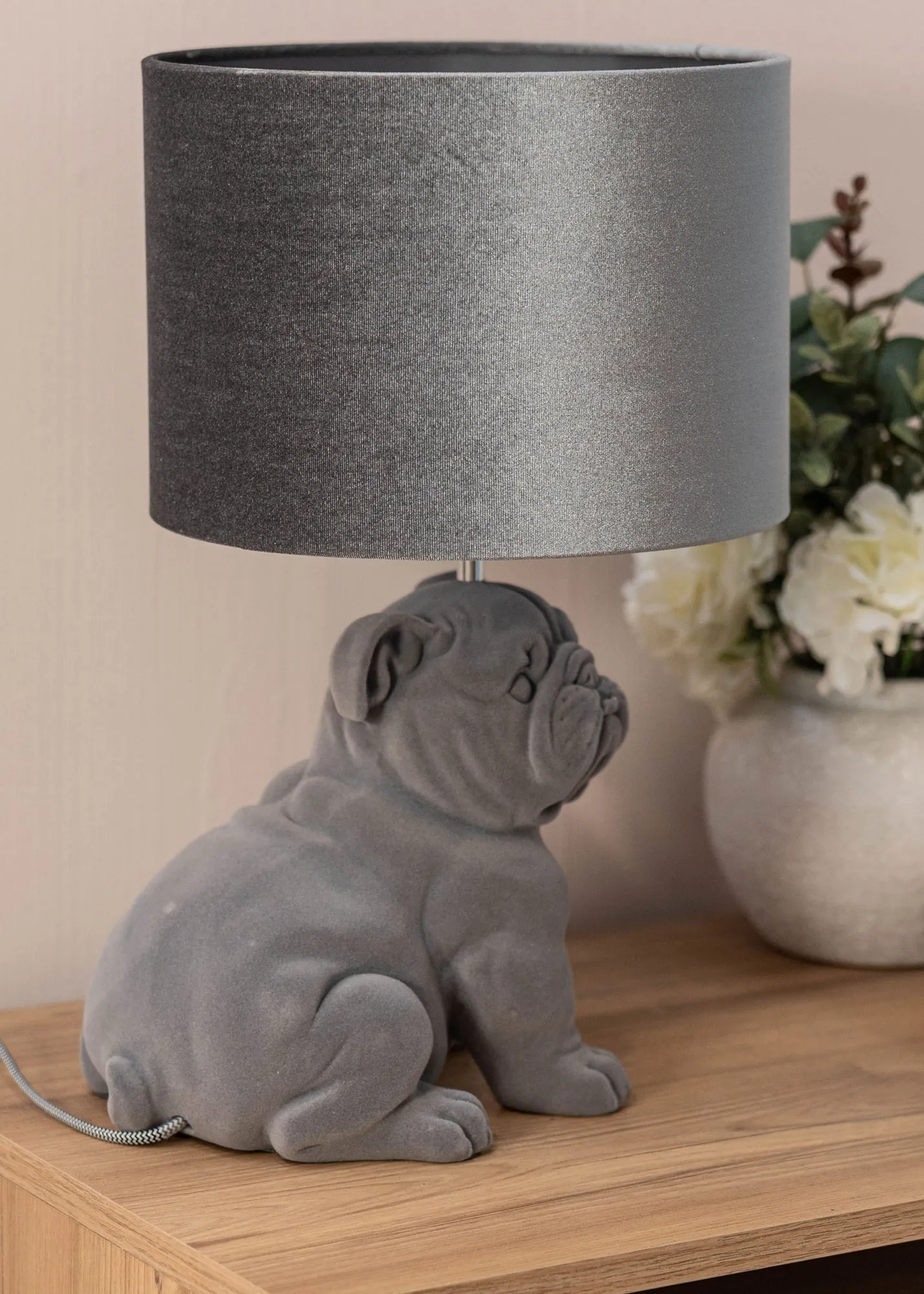 Billy Bulldog Velvet Table Lamp - Grey product