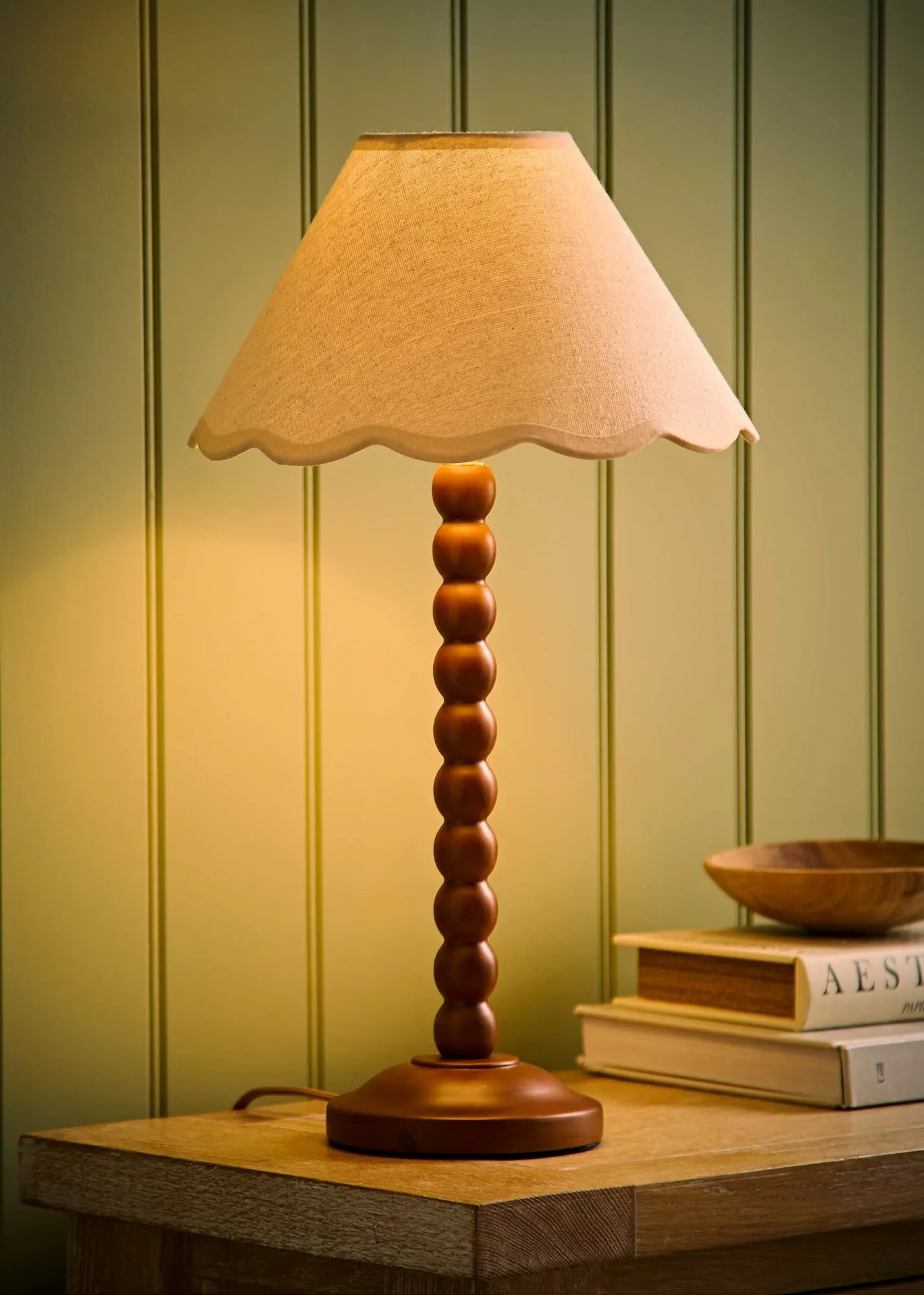 Bobble Table Lamp with Natural Trim Scallop Shade - Natural product