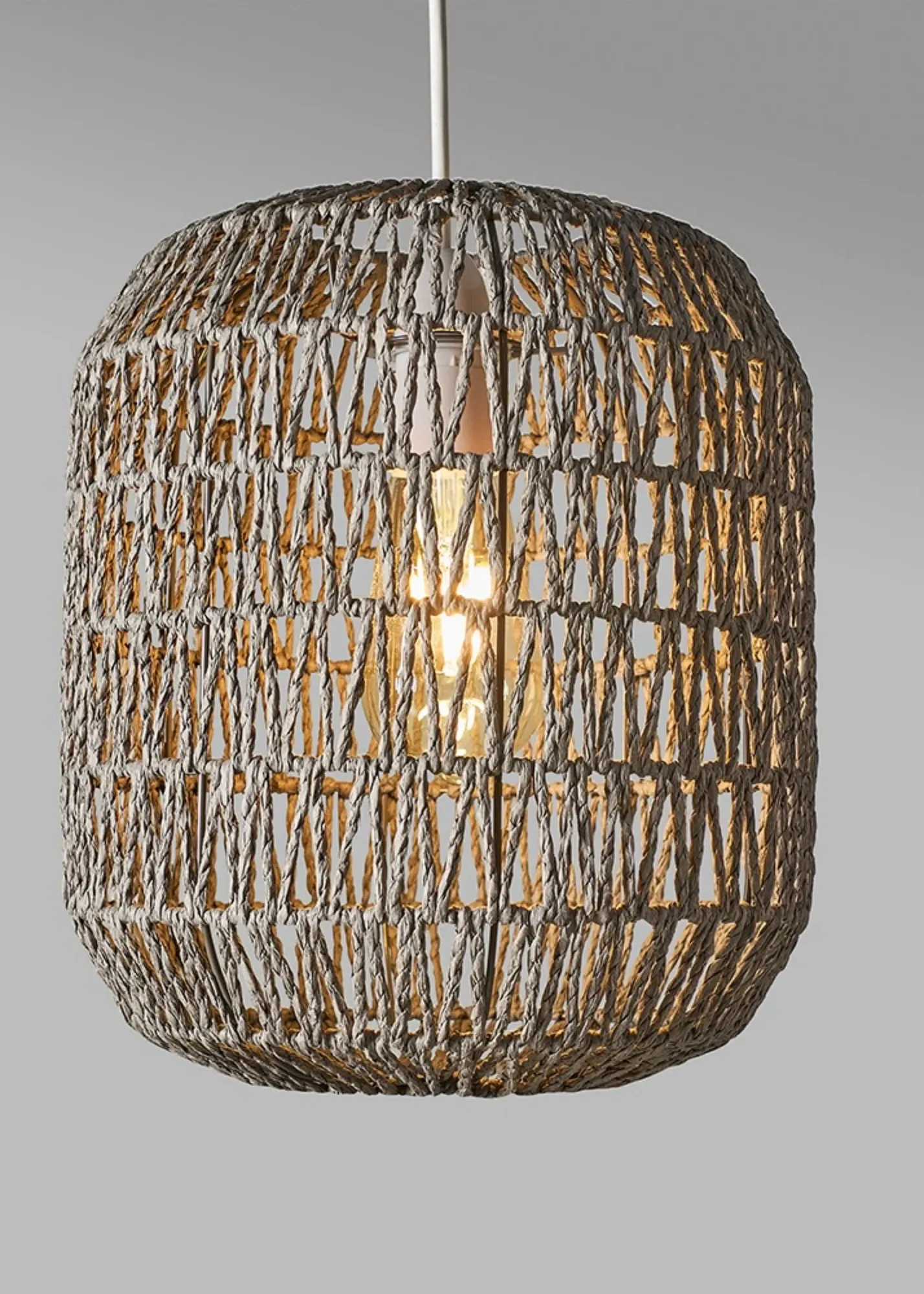 Cabral Rope Easy Fit Ceiling Lampshade - Grey, Rattan product