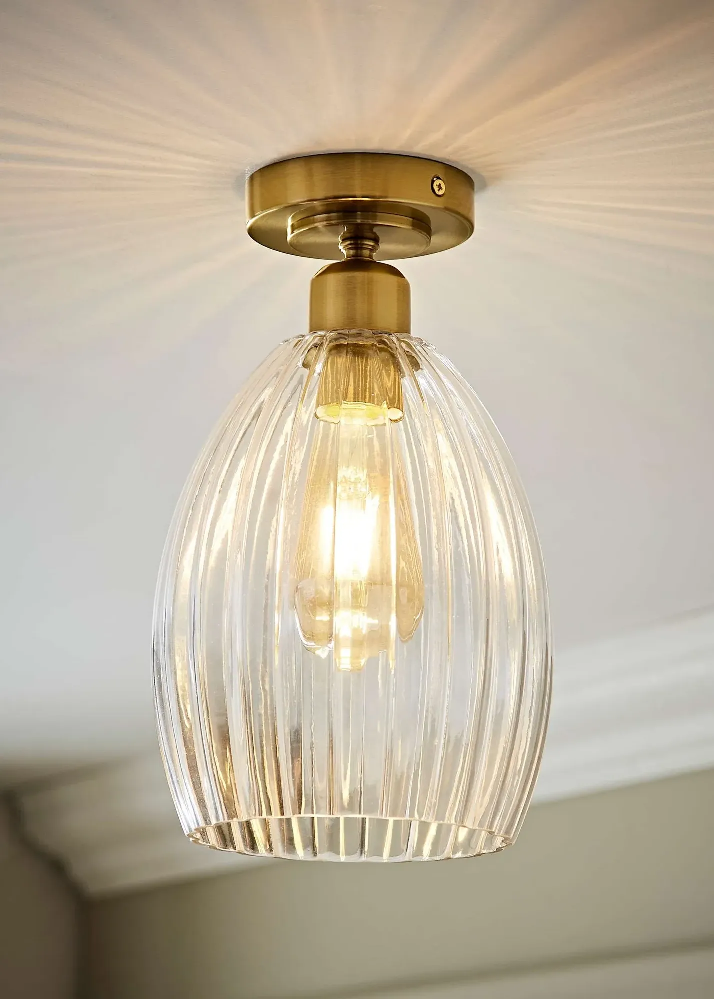 Cheltenham Flush Ceiling Light Ribbed Shade - Gold product