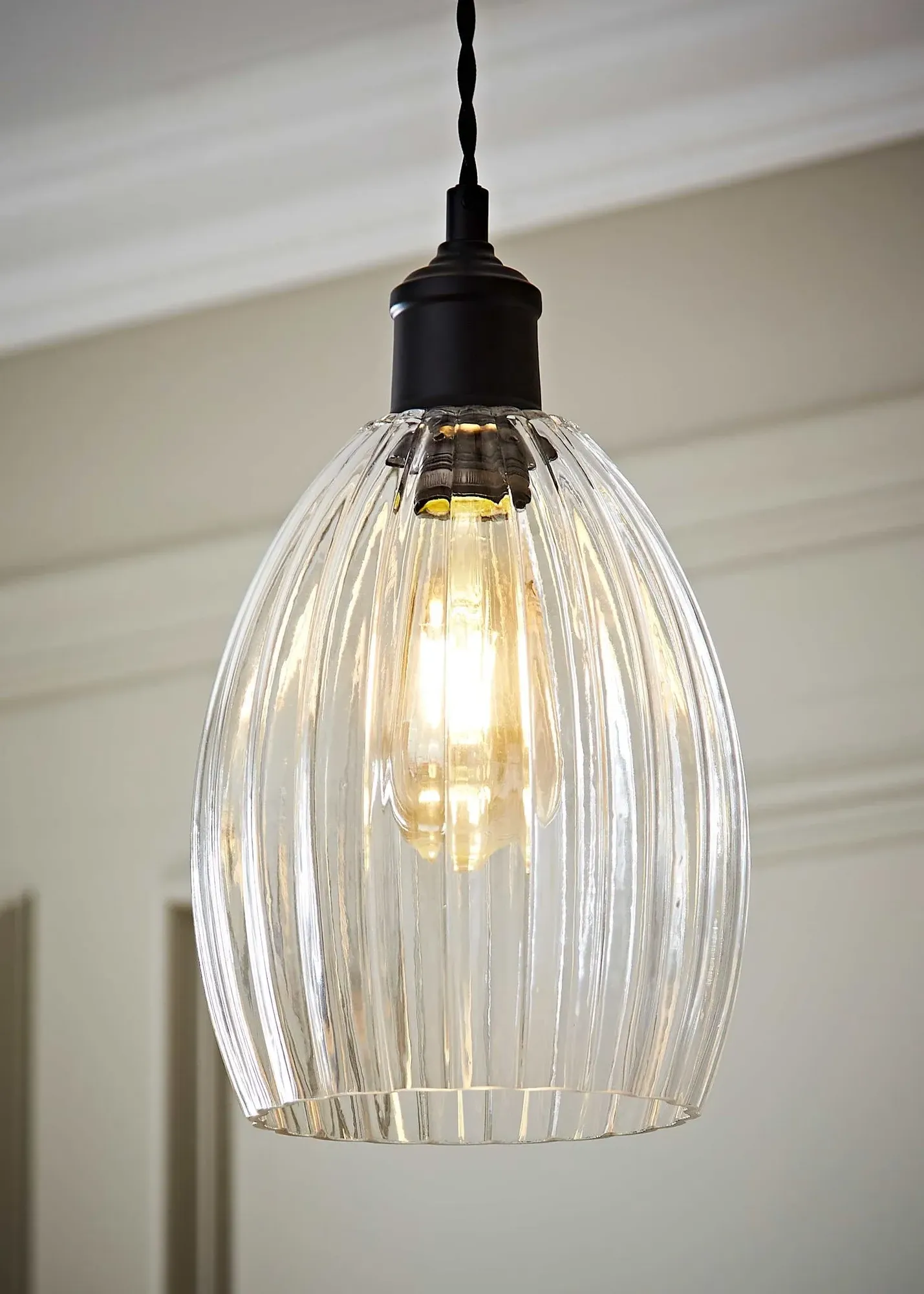 Cheltenham Ribbed Easy Fit Ceiling Light Shade - Clear, Glass product