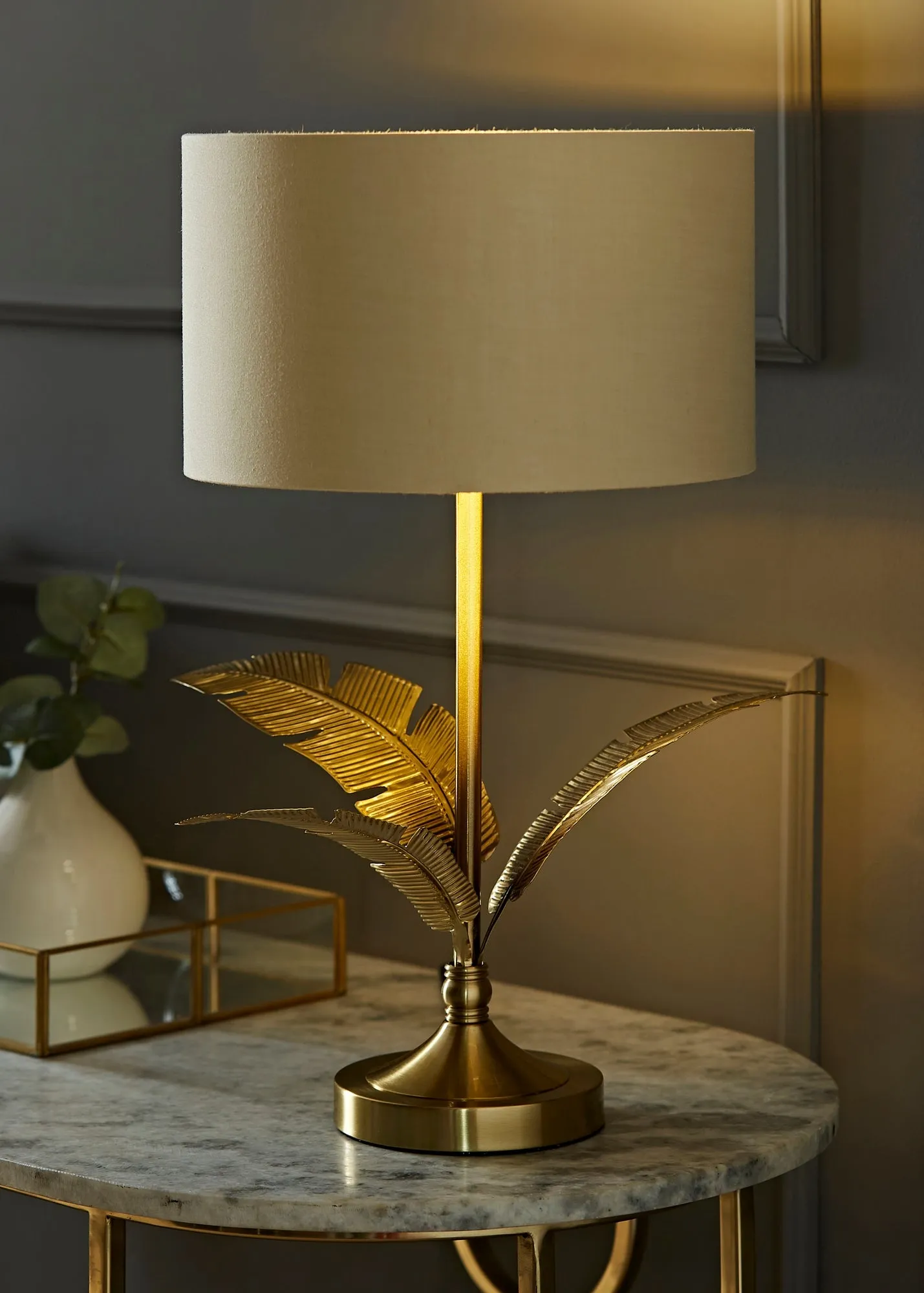 Christina Palm Leaf Table Lamp - Natural, Metal product