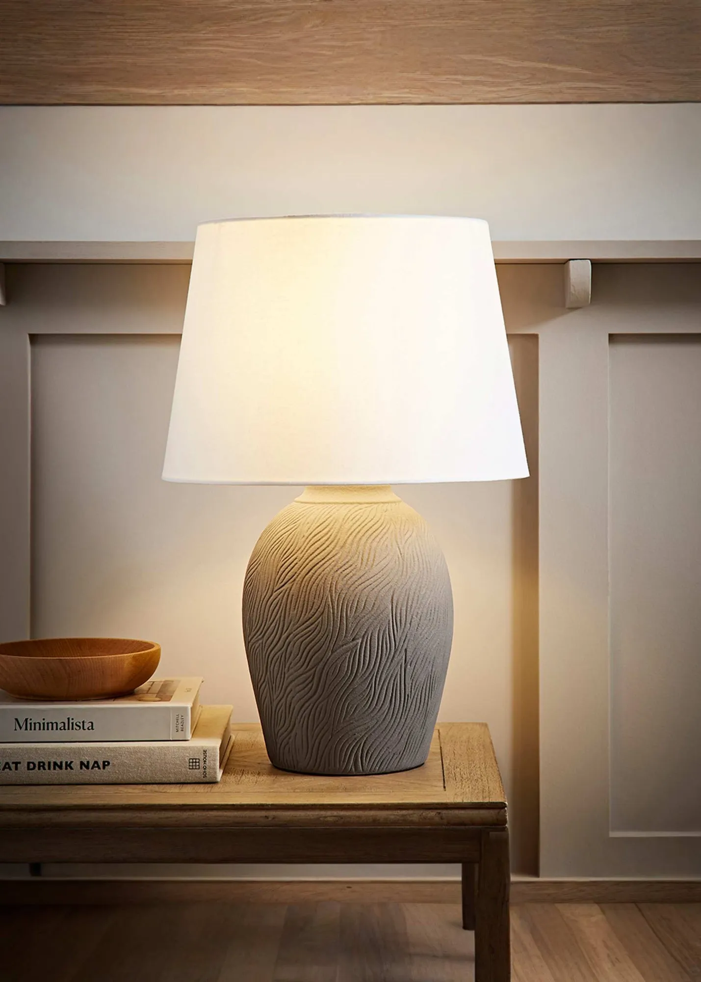 Clint Large Ceramic Table Lamp Linen Shade - Grey product