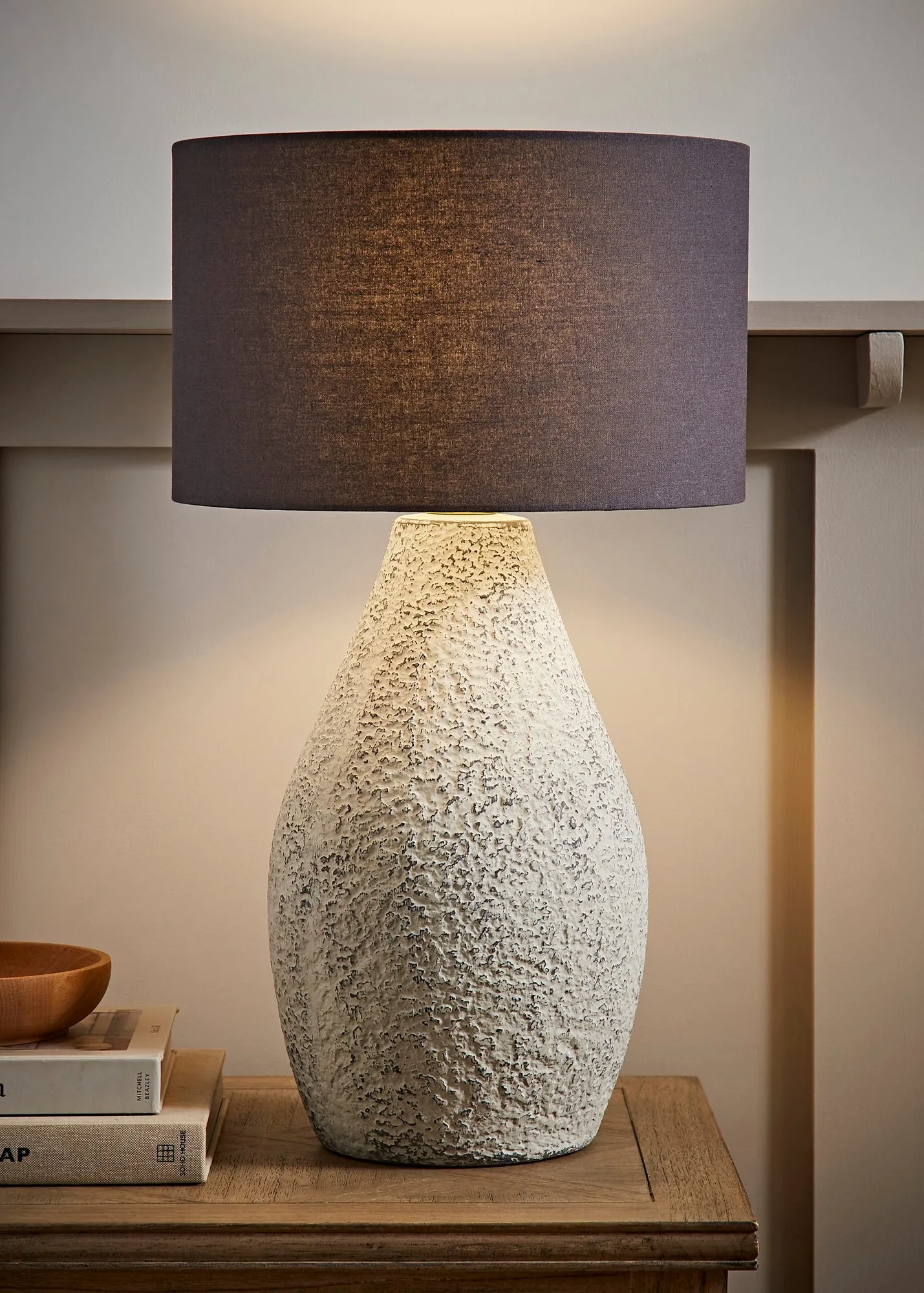 Colin Drum Shade Table Lamp - Natural, Ceramic Stoneware product