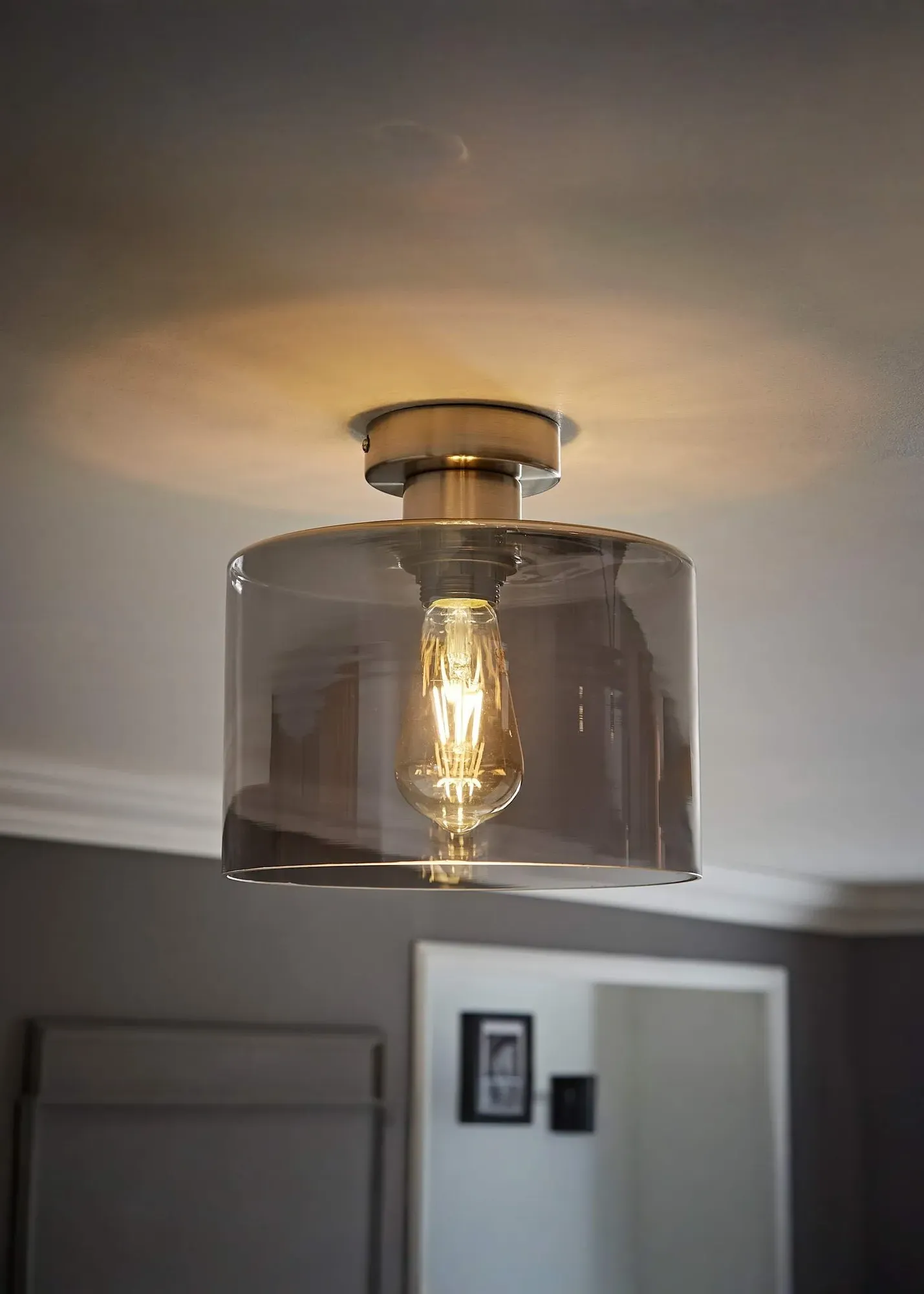 Demi Flush Ceiling Light - Silver, Smoked Glass product