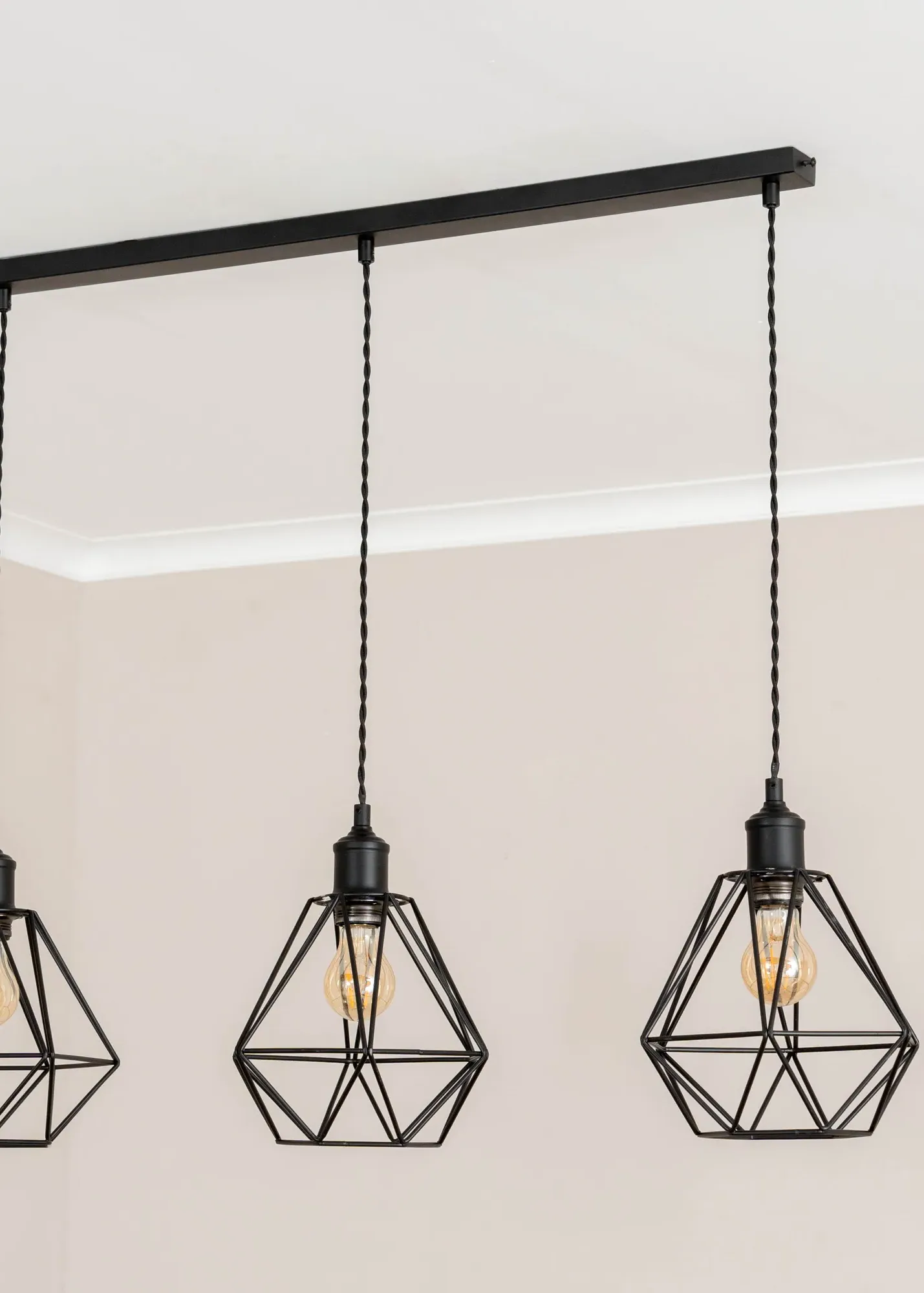 Diablo Geometric 3 Drop Bar Ceiling Pendant Light - Black, Metal product
