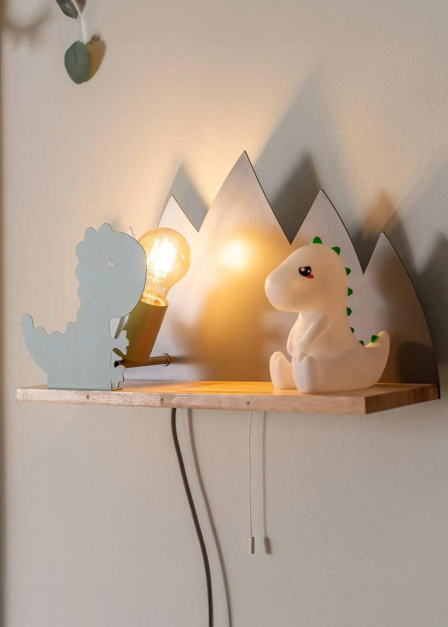 Dinosaur Shelf Light - Green, Wood and Metal product