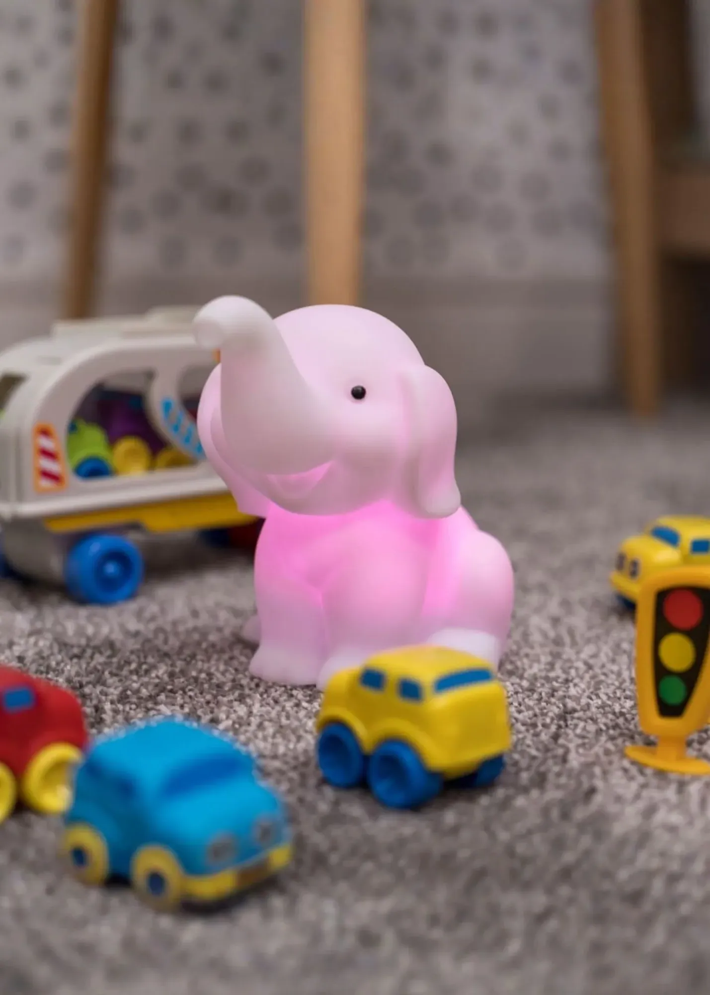 Elephant LED Light with Remote Control - White, Plastic product