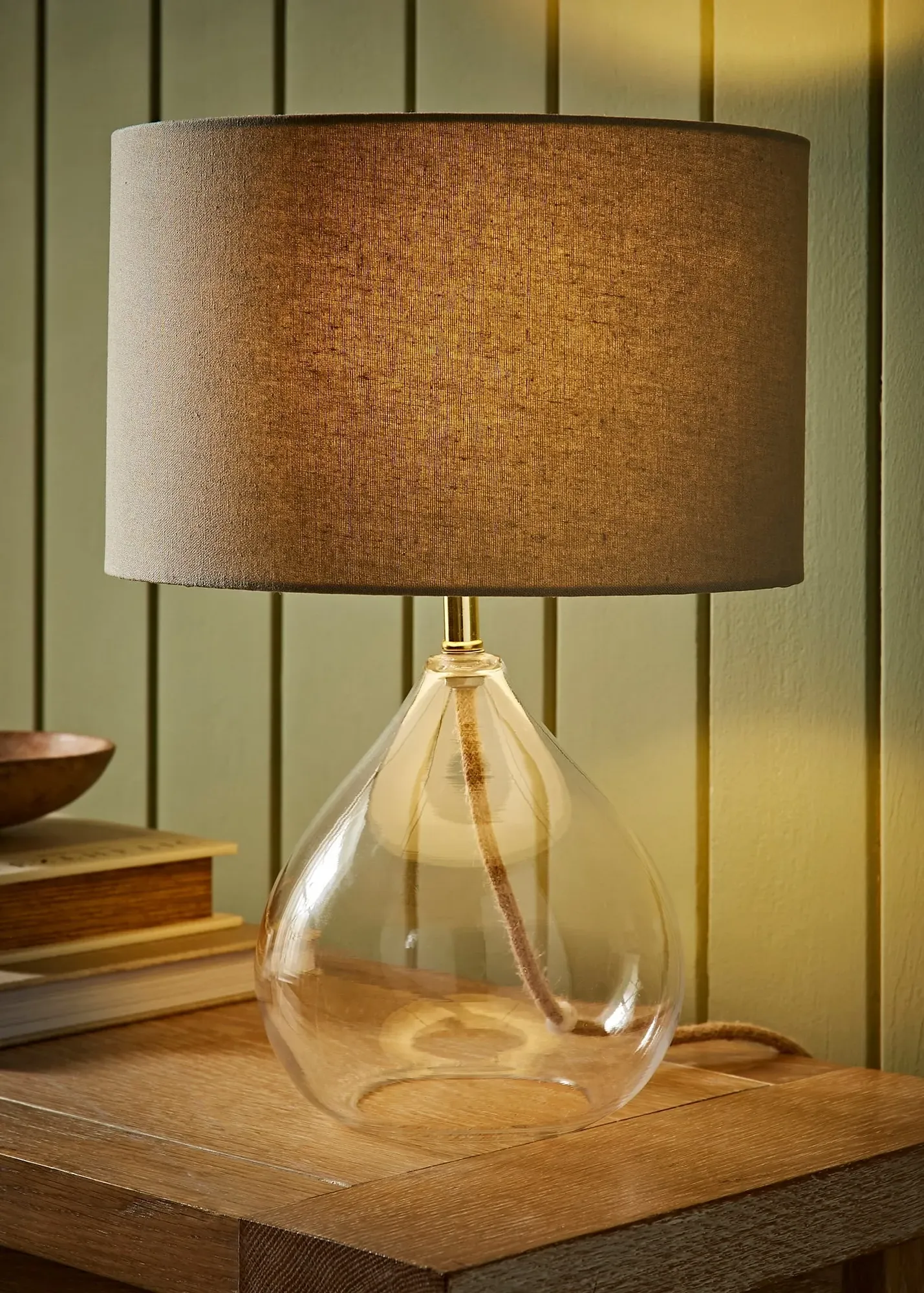 Eloise Drum Shade Teardrop Table Lamp - Natural, Linen product