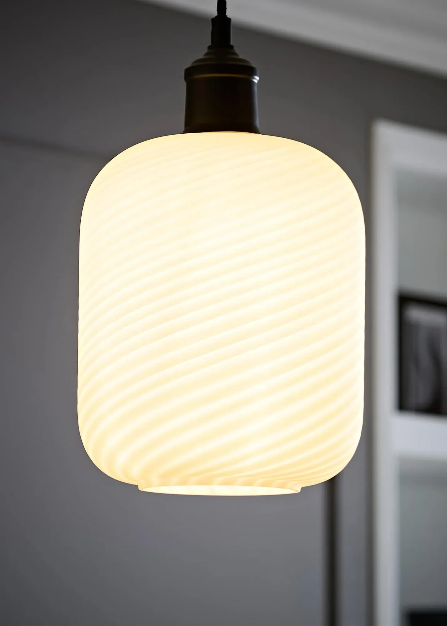 Emery Frosted Oval Swirl Glass Shade - White, Glass product