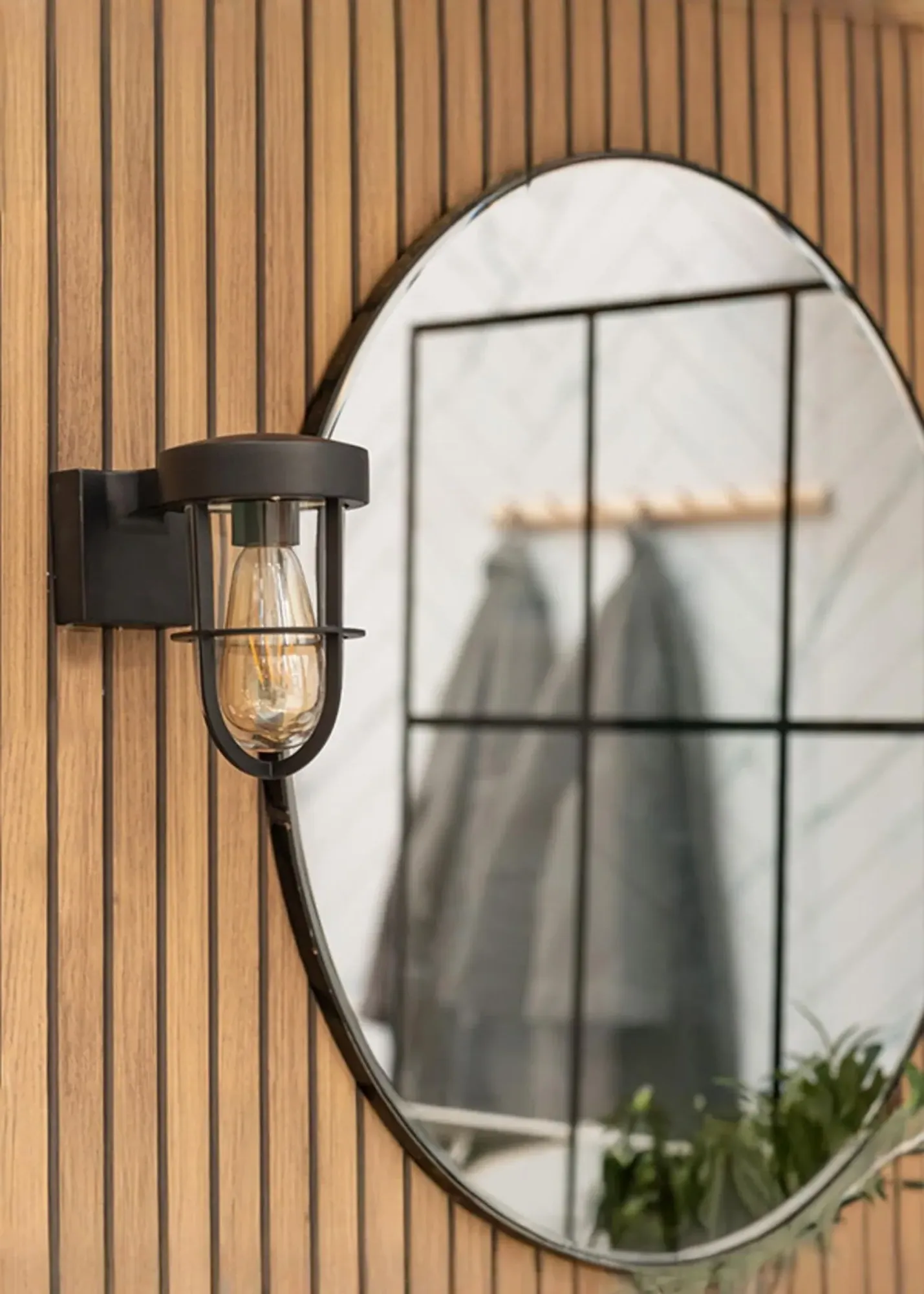 Fanar Matt Brass Outdoor/Bathroom Wall Lamp - Black product