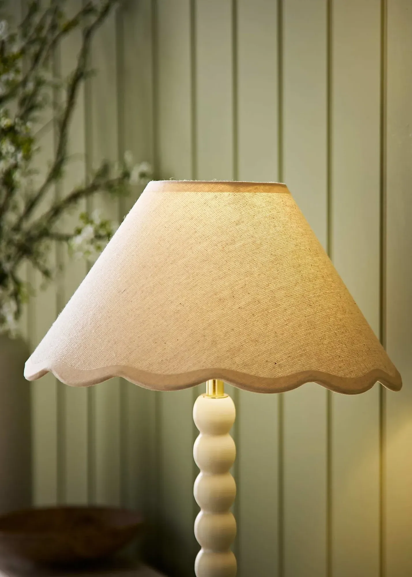 Florie Small Scalloped Lamp Shade - Natural, Linen product
