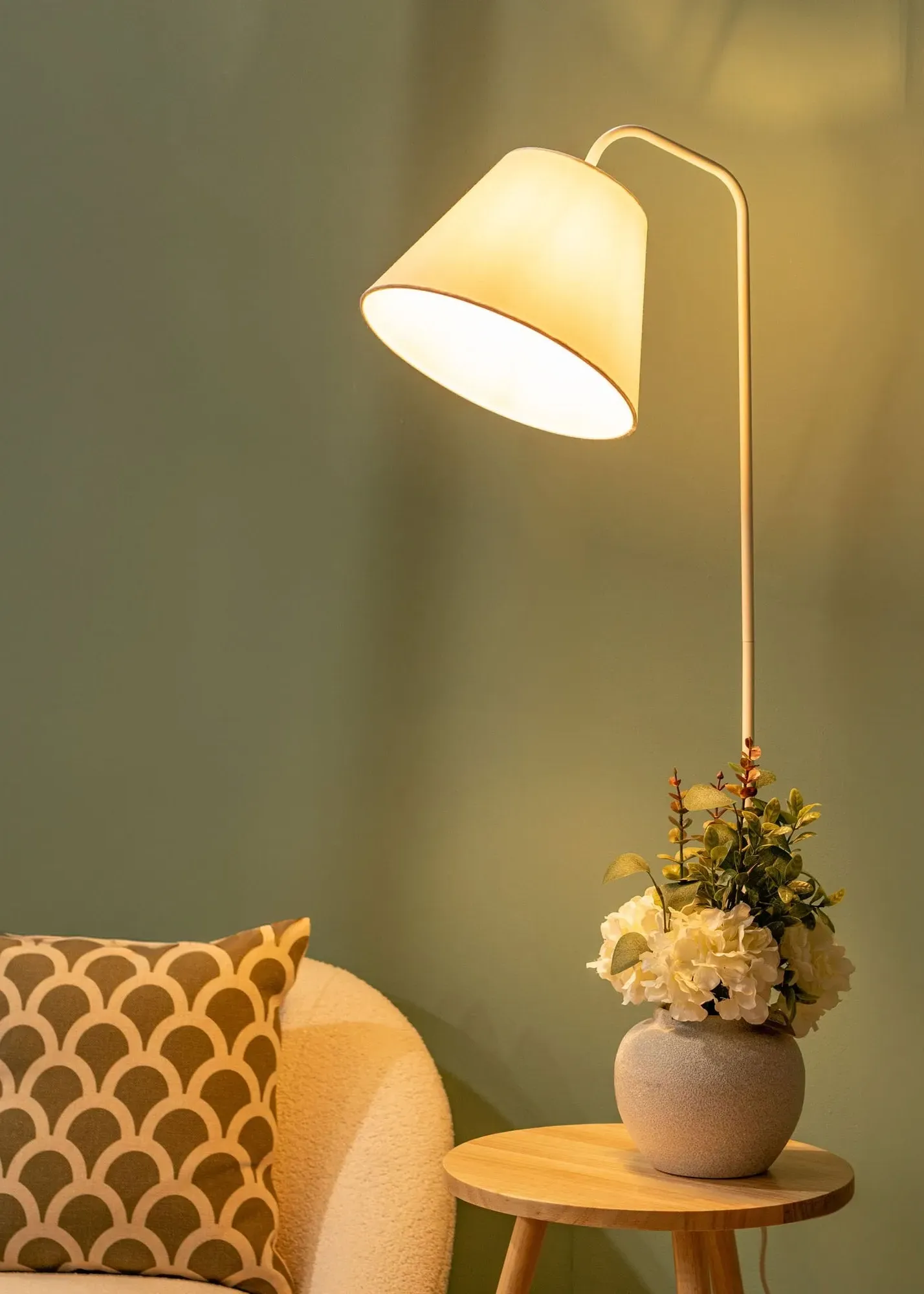 Freja Tripod Floor Lamp with Side Table - Brown product
