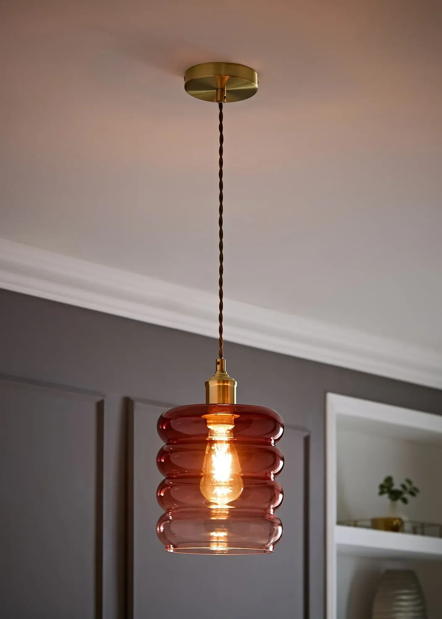 Giselle Berry Stacked Brushed Pendant Light - Gold, Glass product