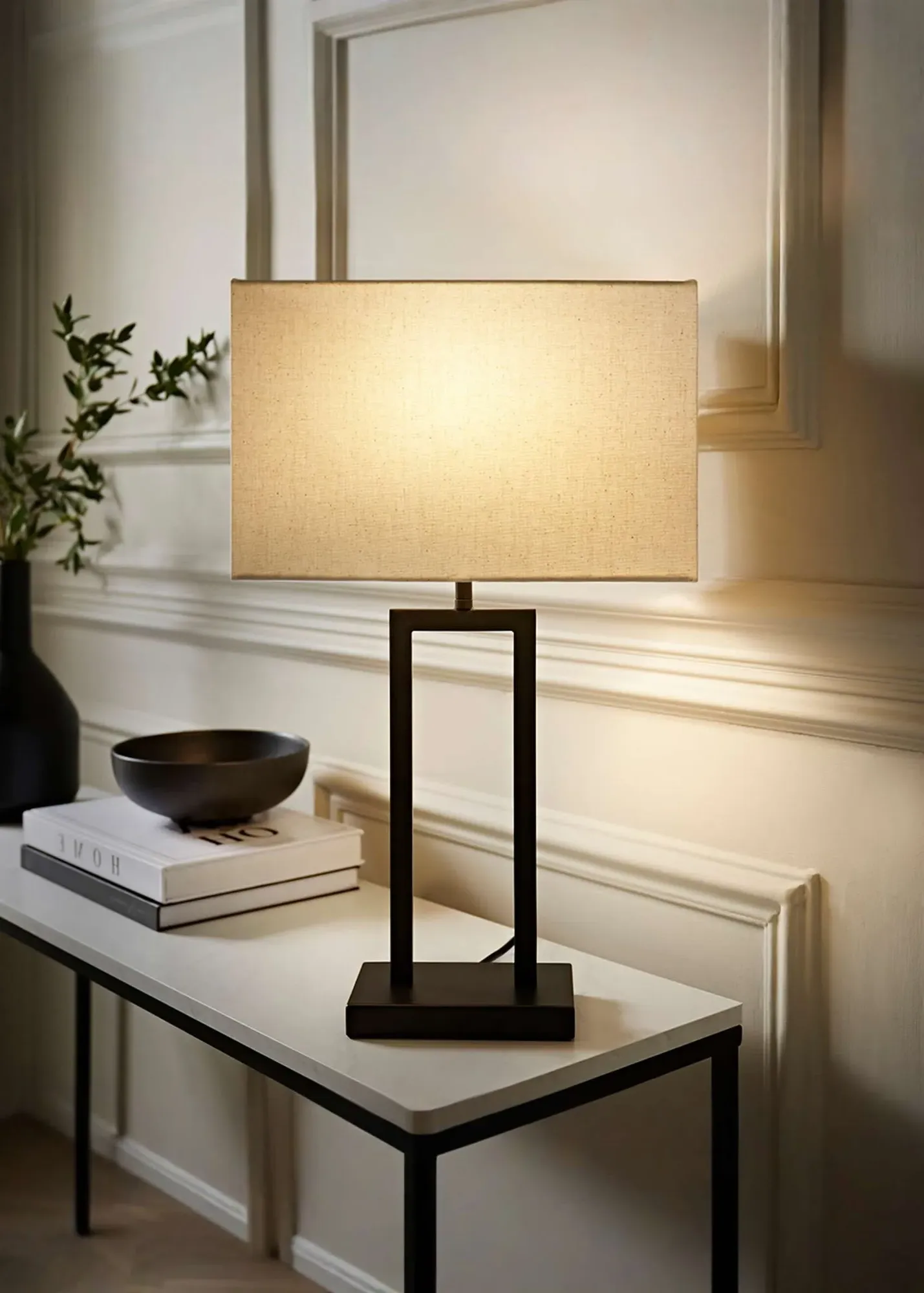 Gloria Double Stem Table Lamp with Rectangular Shade - Black product