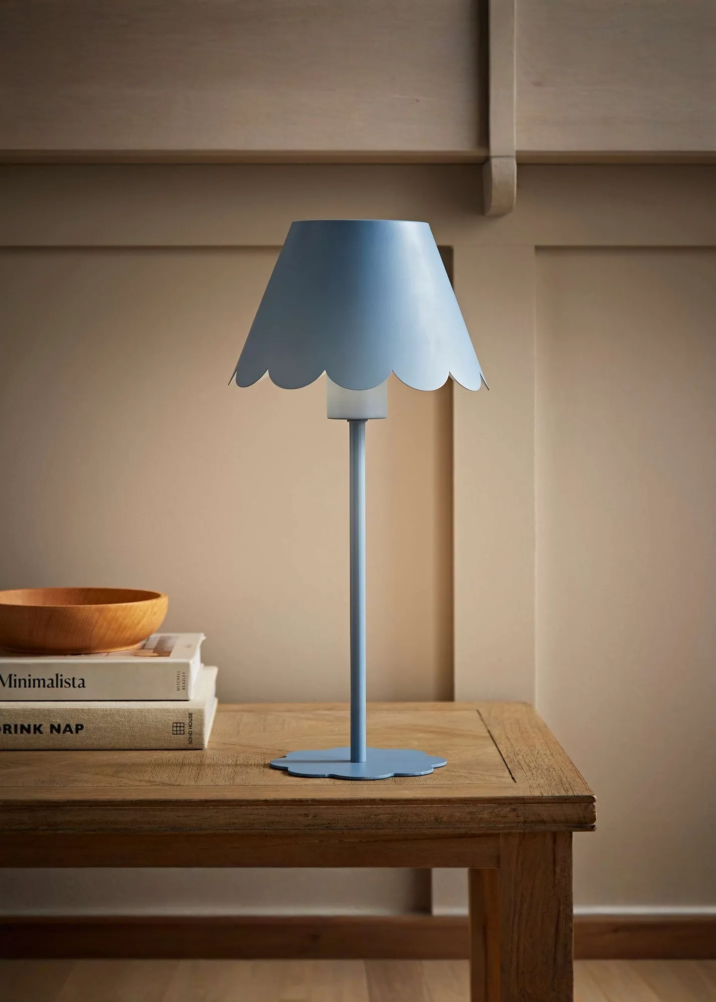 Hattie Scallop Rechargeable Table Lamp - Blue, Metal product
