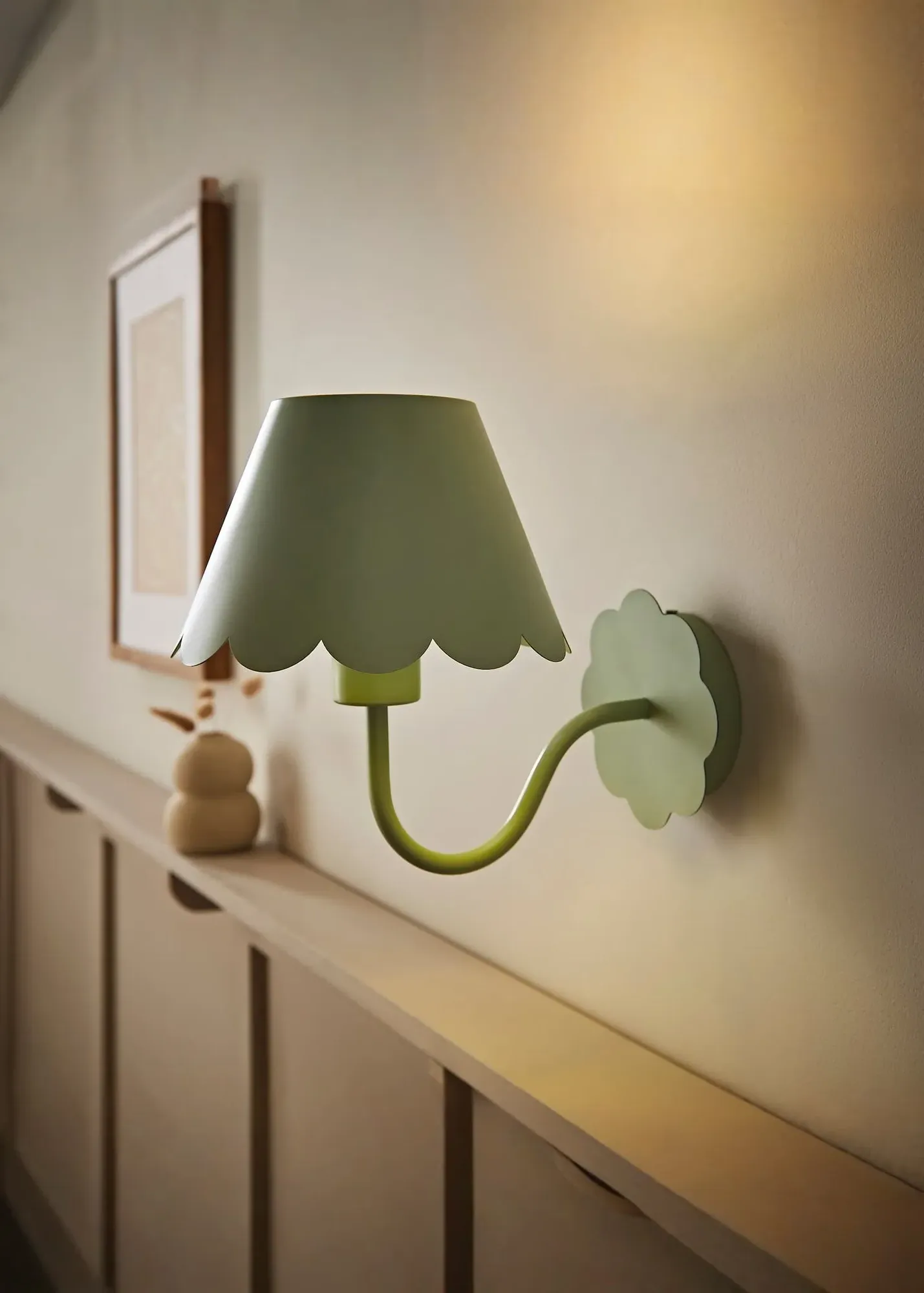 Hattie Scallop Rechargeable Wall Light - Green, Metal product