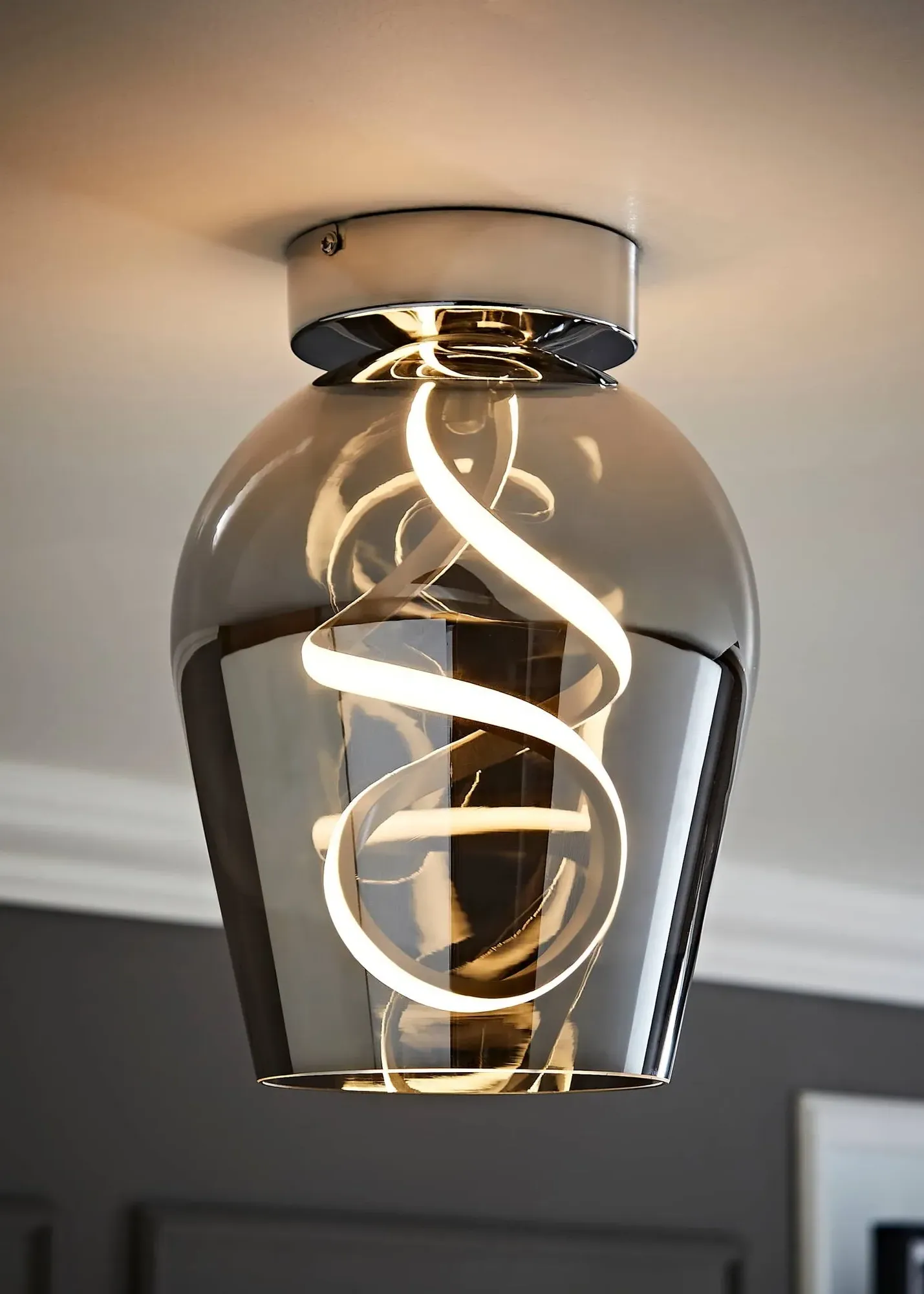 Helix Integrated LED Ceiling Light - Grey, Smoked Glass product