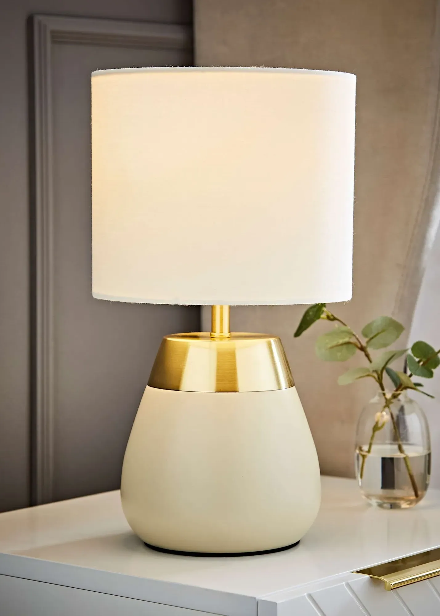 Hurst Touch Table Lamp - Cream, Ceramic product