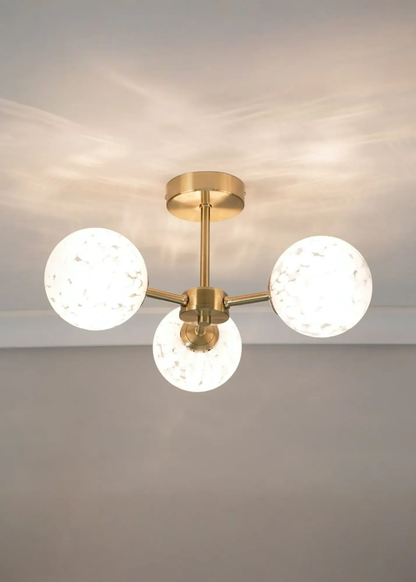 India Brushed Ceiling Light with Globe Shades - White product